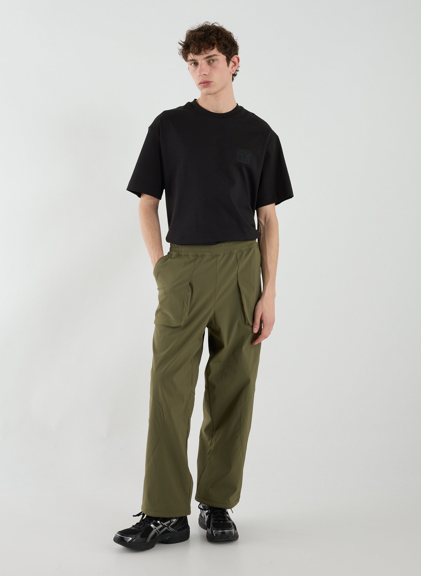 Straight pants with elastic waist ARTE ANTWERP Khaki