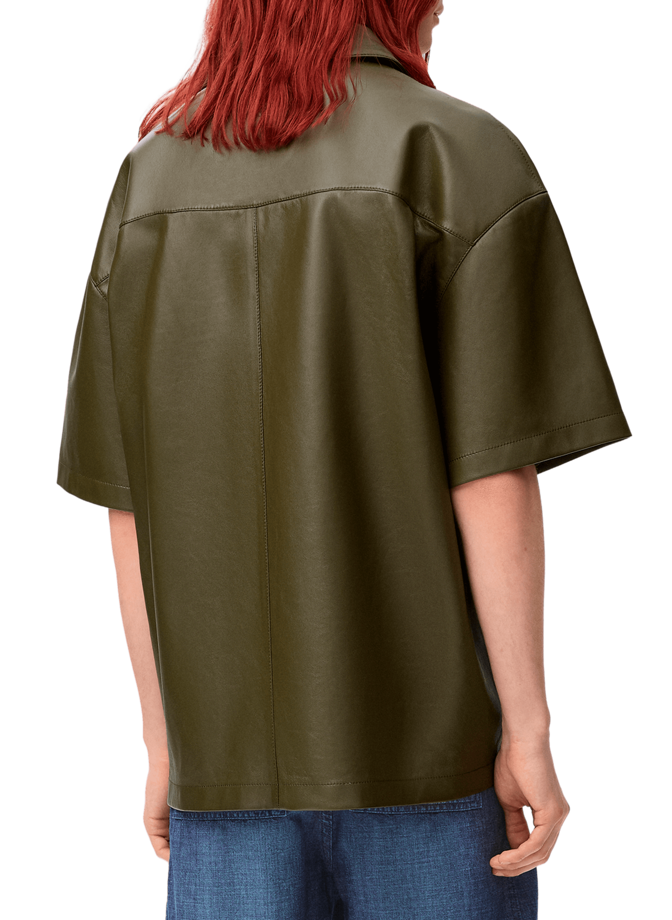 Straight shirt in lambskin leather LOEWE Green