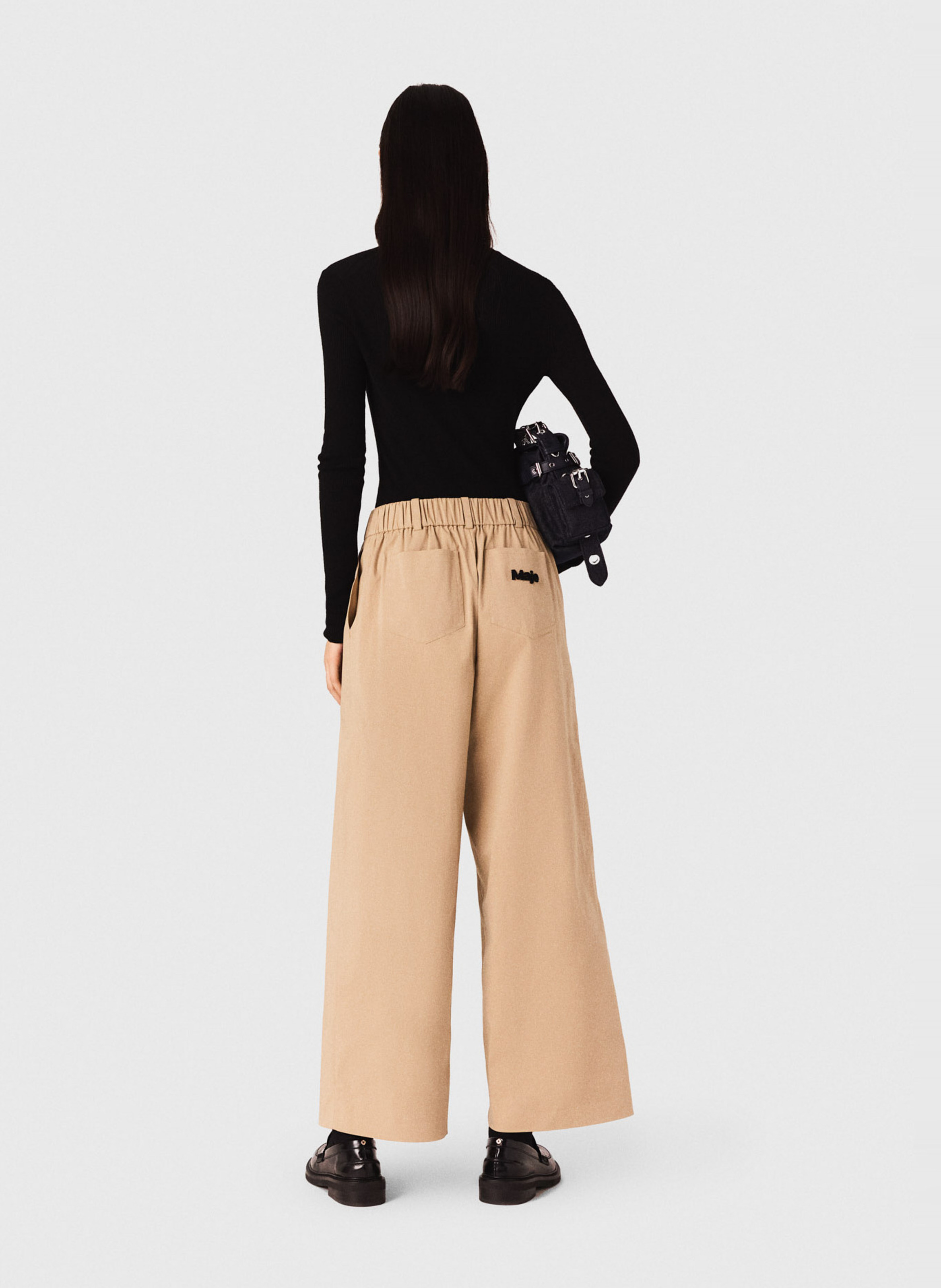 Pantalon large en coton mélangé MAJE Beige