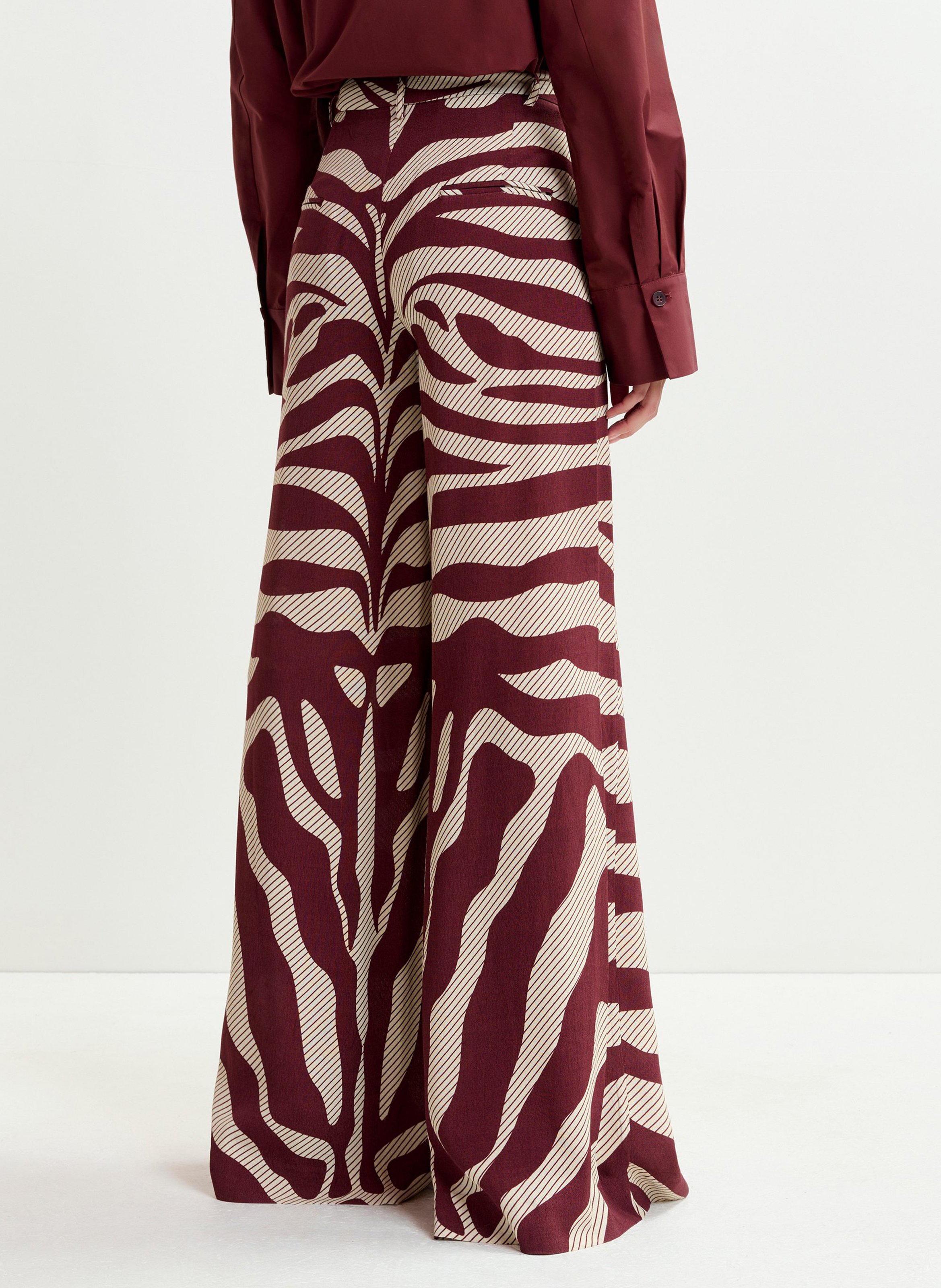 Pantalon large fluide zébré iwide ESSENTIEL ANTWERP Blanc