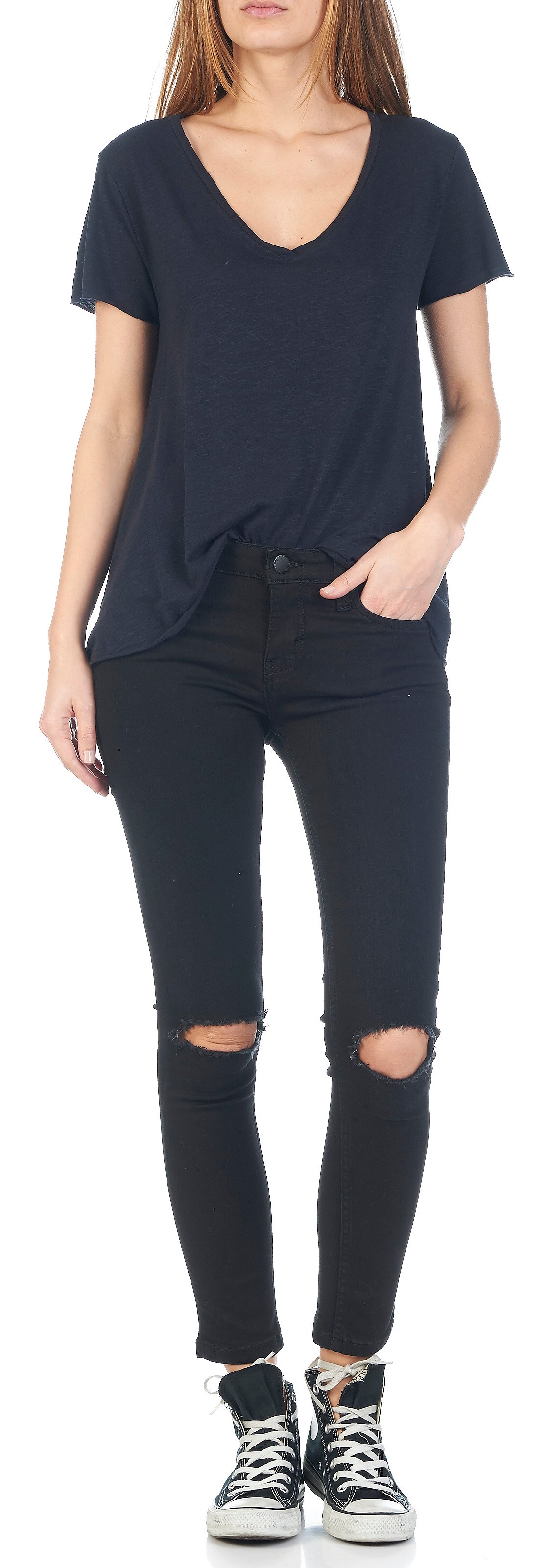 Tee-shirt col v en coton mélangé jacksonville AMERICAN VINTAGE Bleu