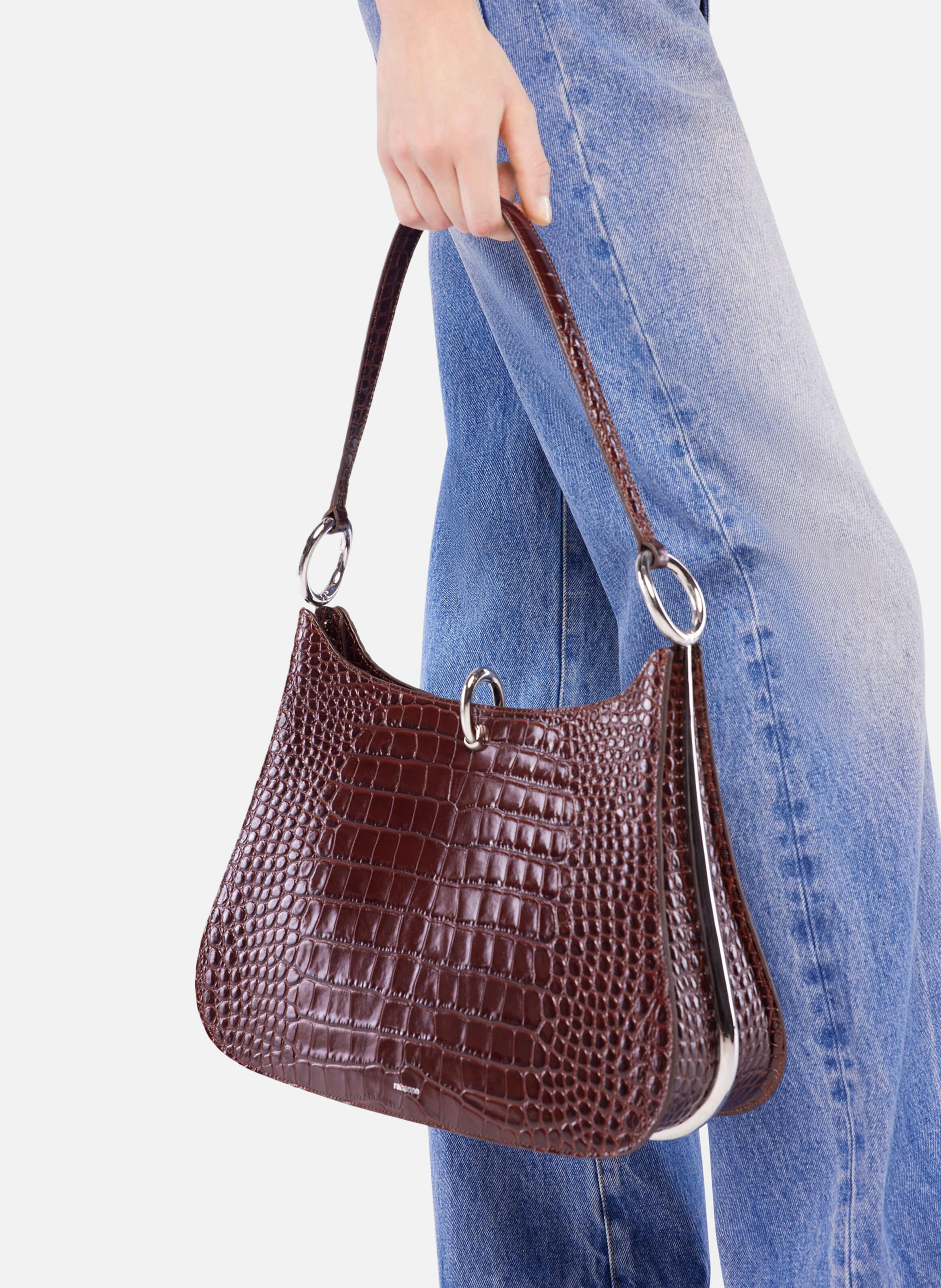Grand sac ring en cuir RABANNE Marron