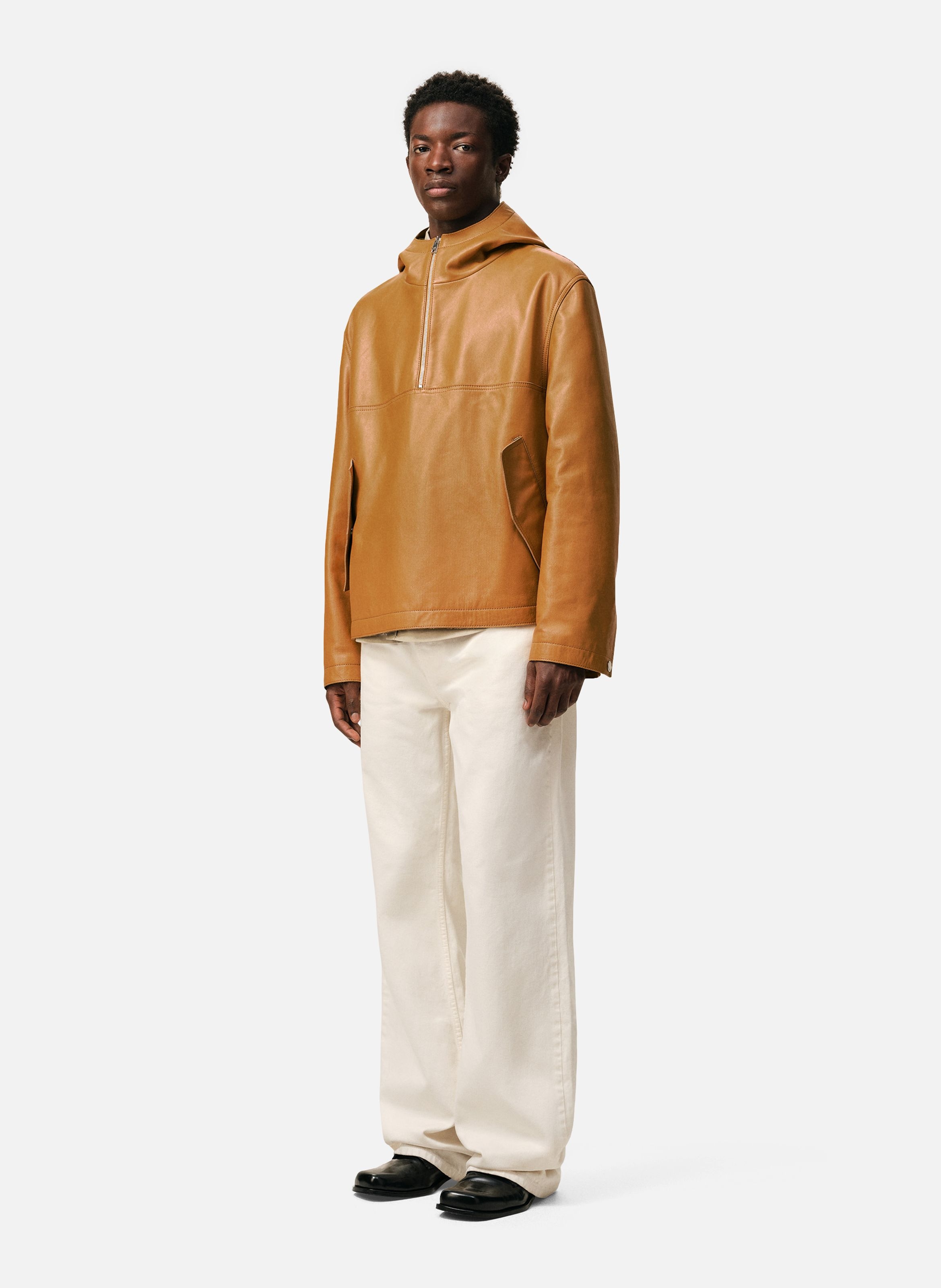 Veste a capuche en cuir de vache AMI PARIS Jaune