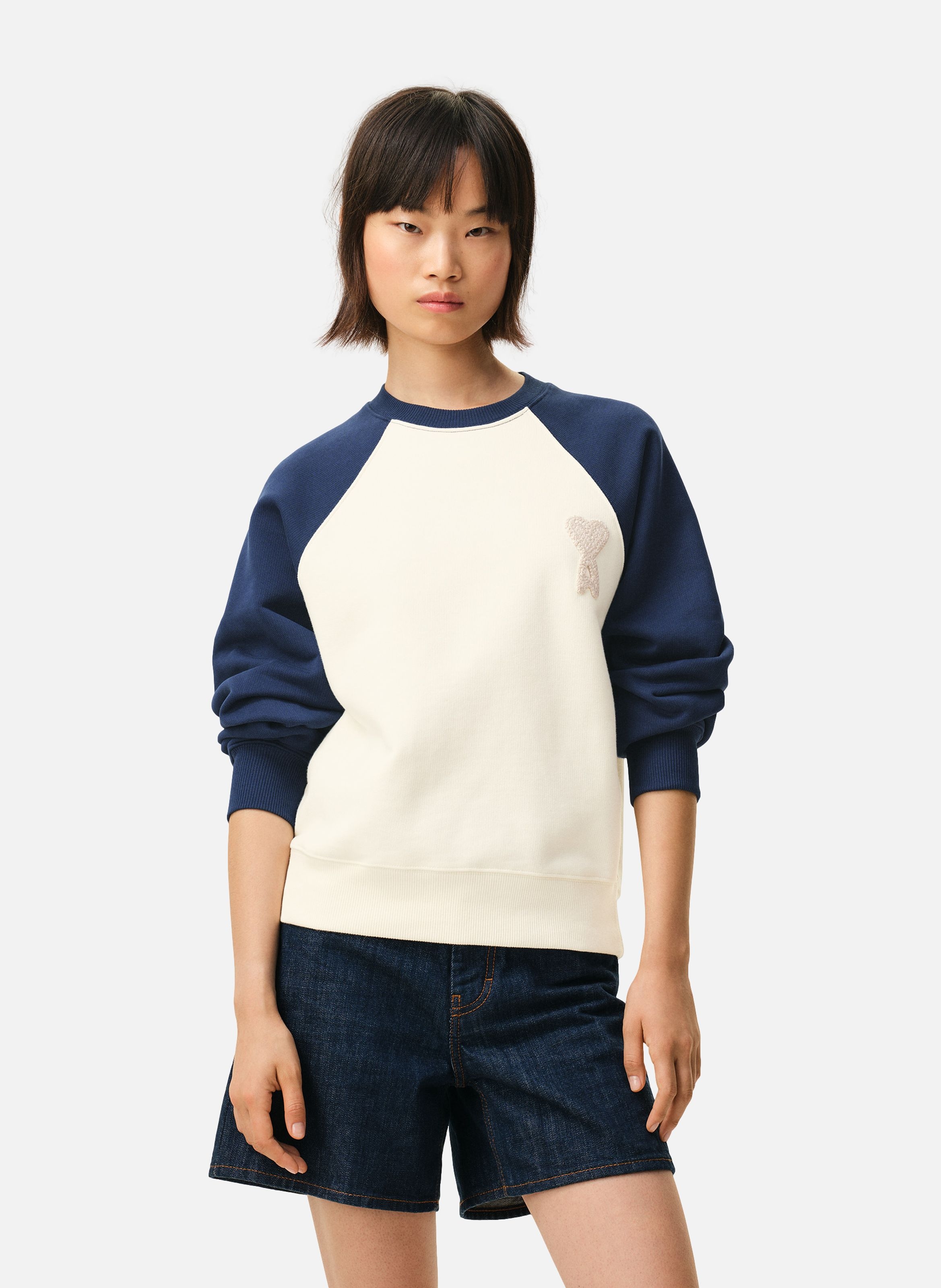 Sweatshirt ami de coeur crochet unisexe en coton AMI PARIS Bleu