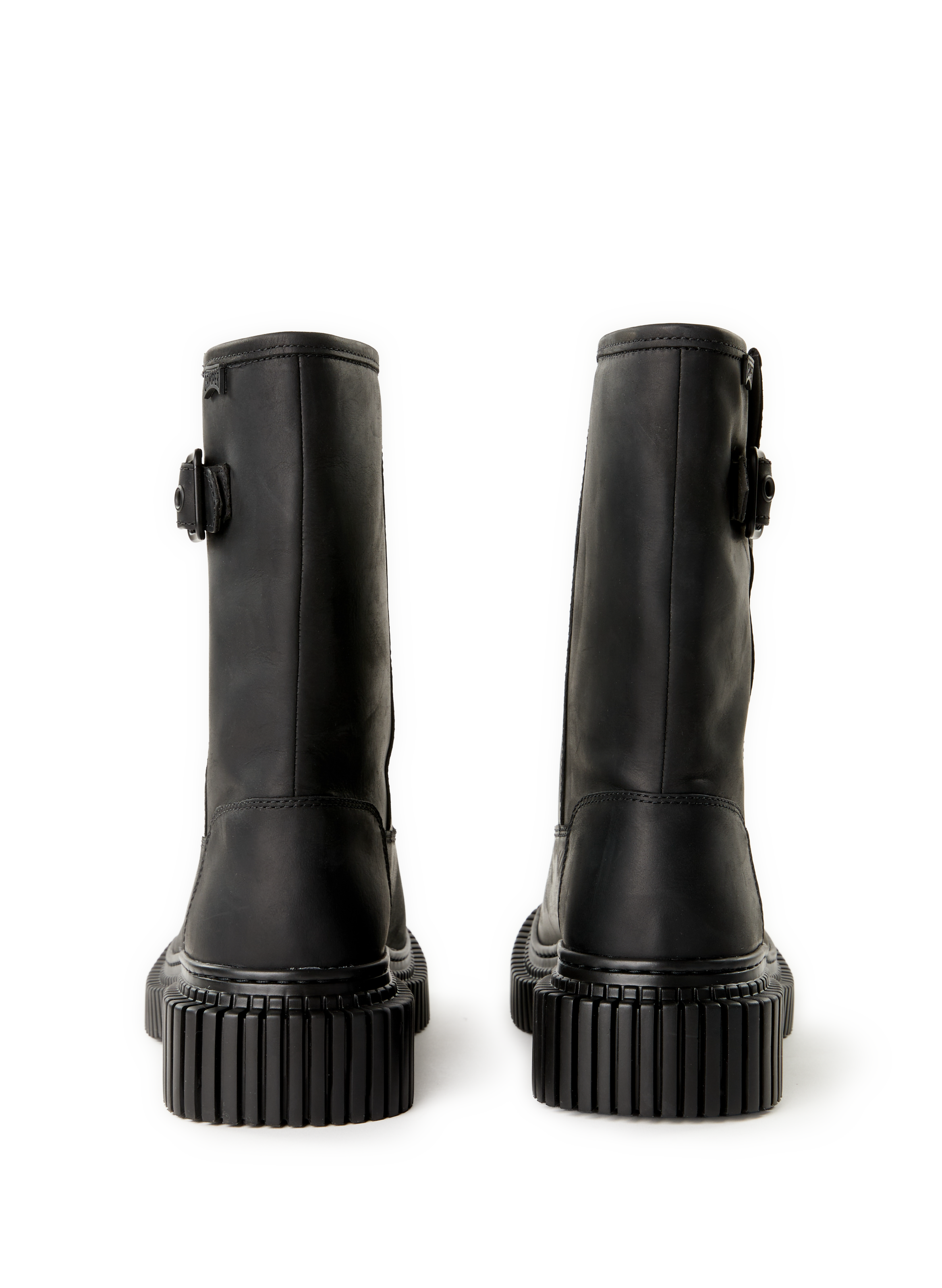 Boots unies crantées en cuir CAMPER Noir
