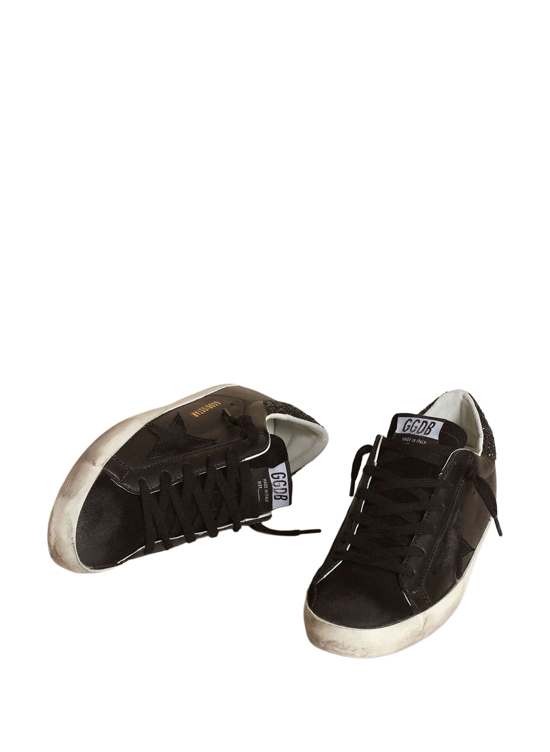 Baskets Super-Star en cuir mélangé GOLDEN GOOSE Noir