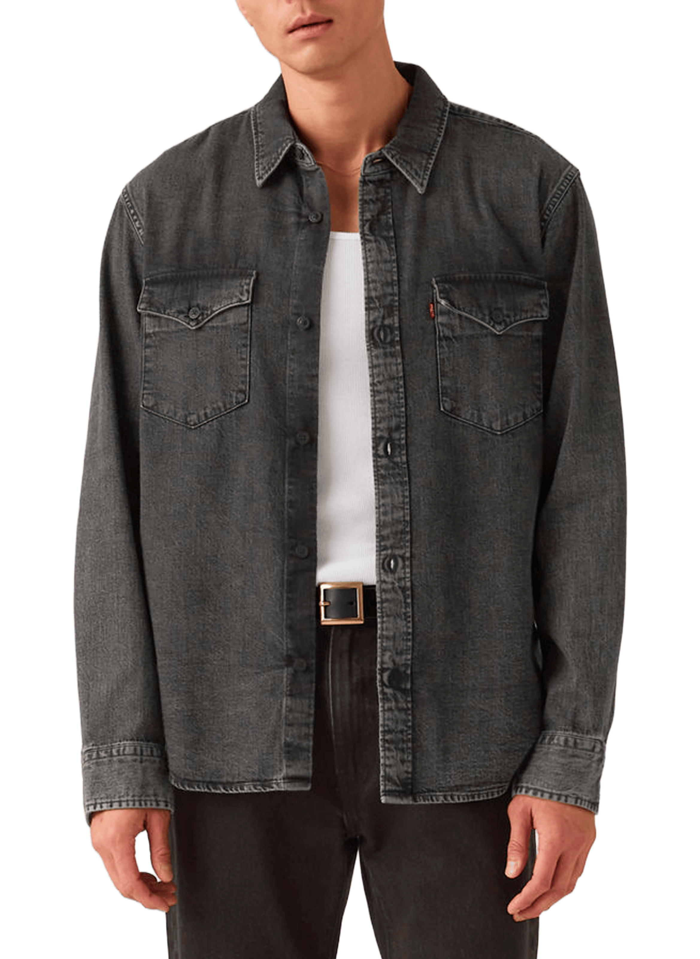 Straight cotton denim overshirt LEVI'S Black
