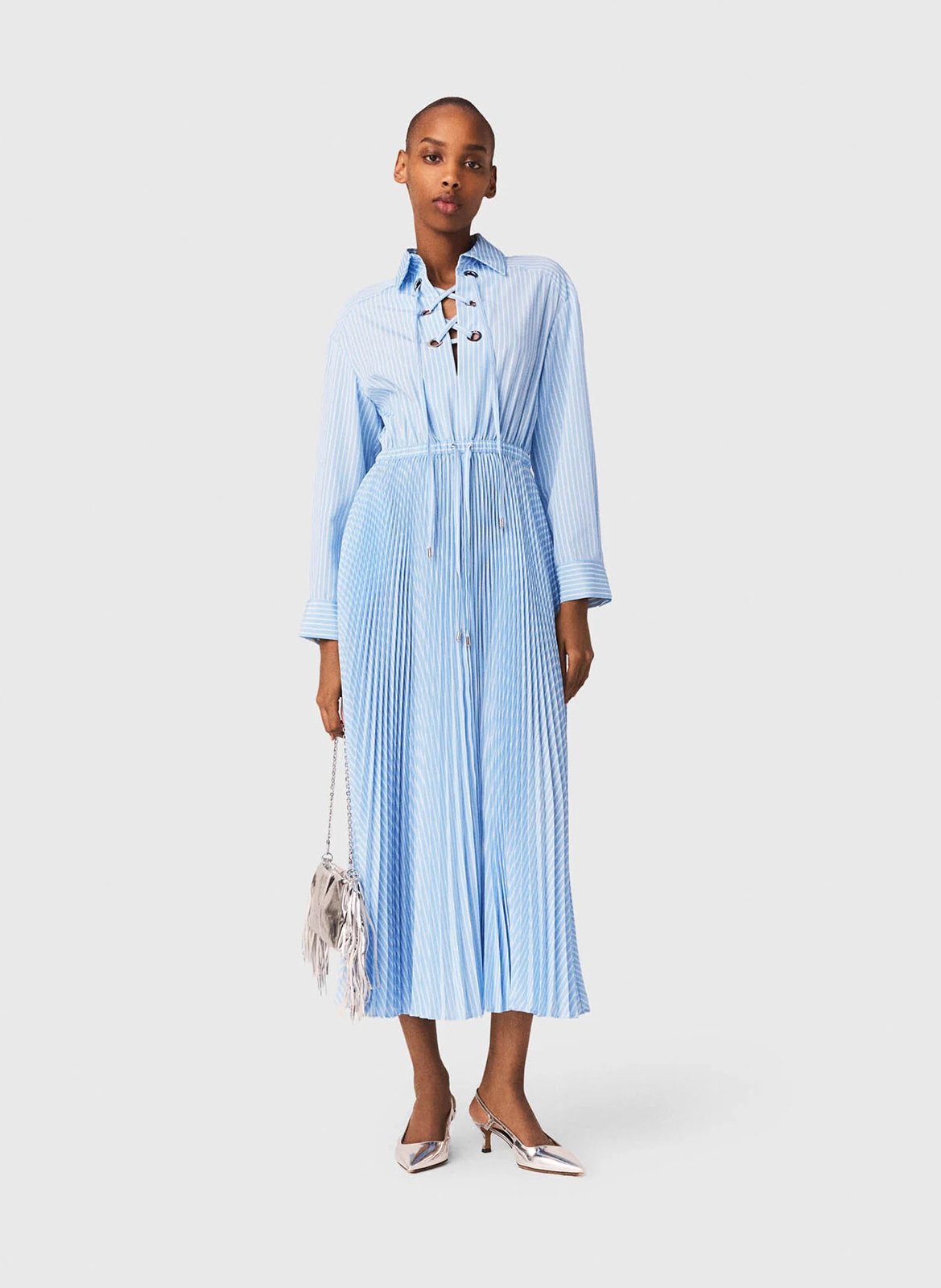 Robe longue plissée MAJE Bleu