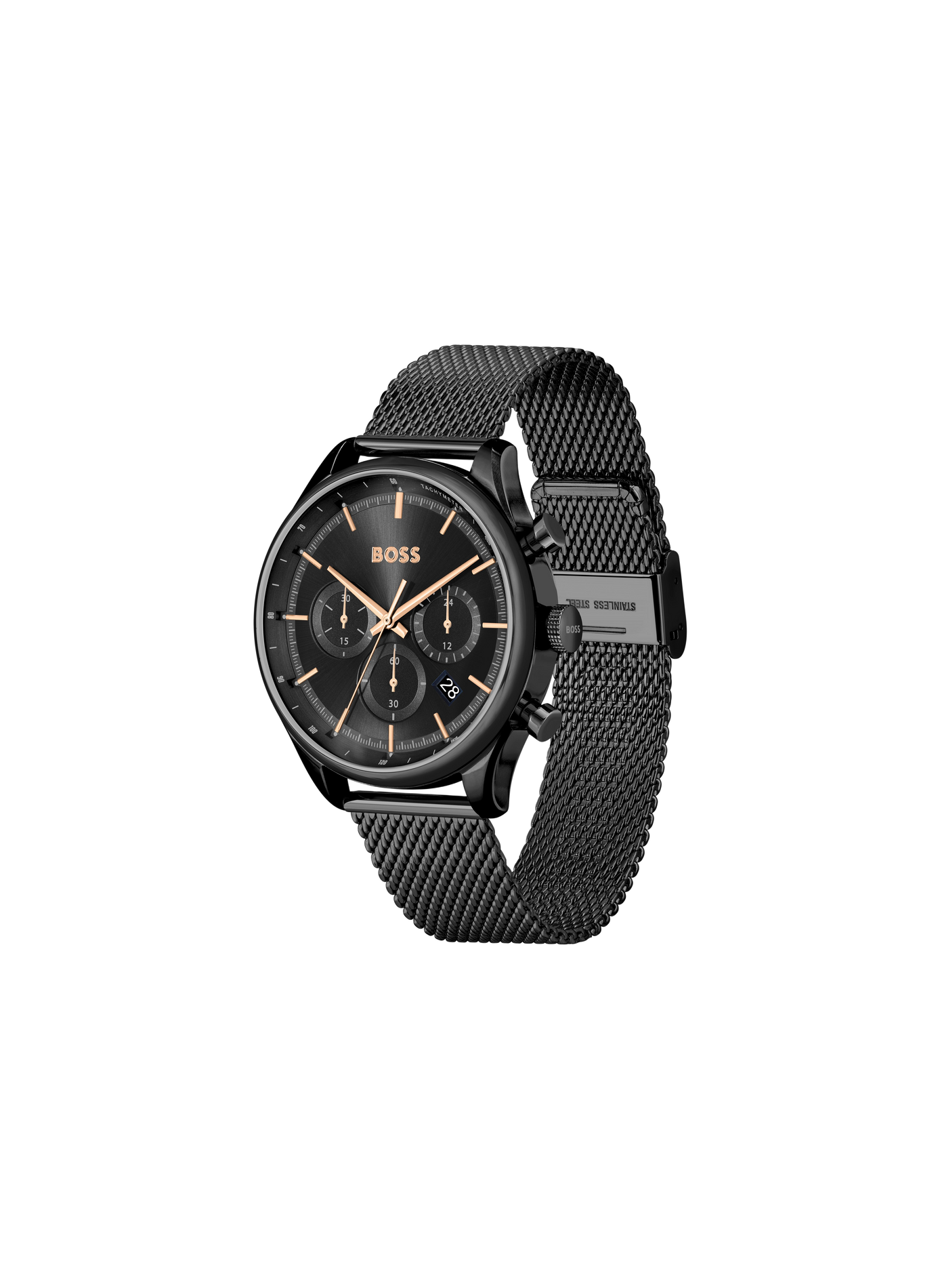 Montre quartz chrono en acier BOSS No color