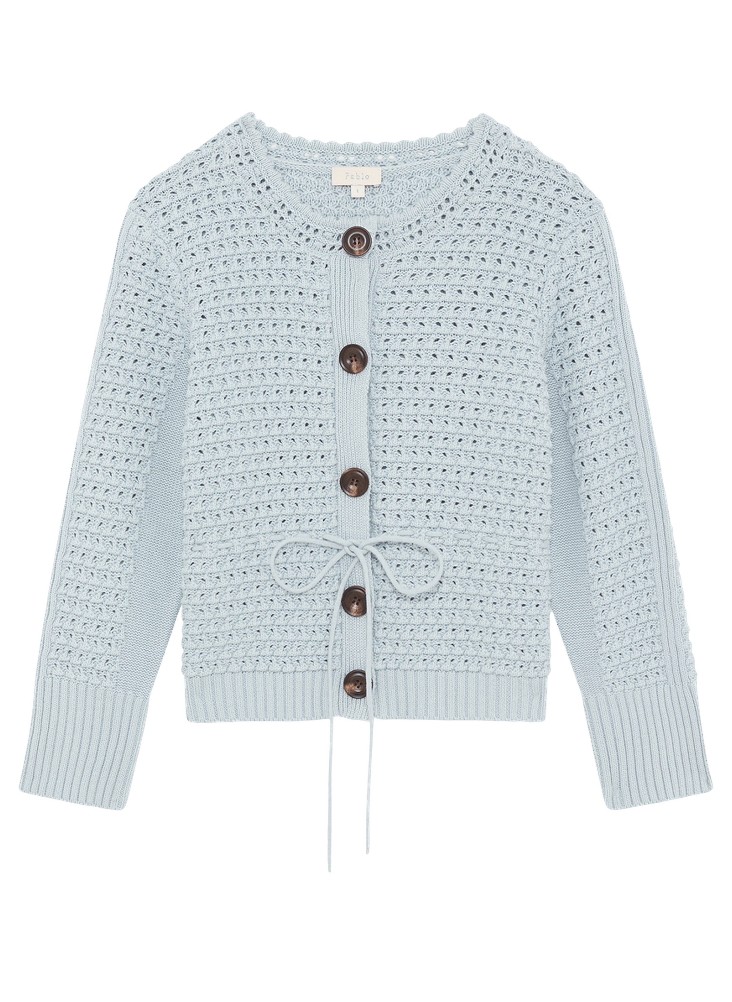 Gilet en crochet à lacet - liliane PABLO Bleu