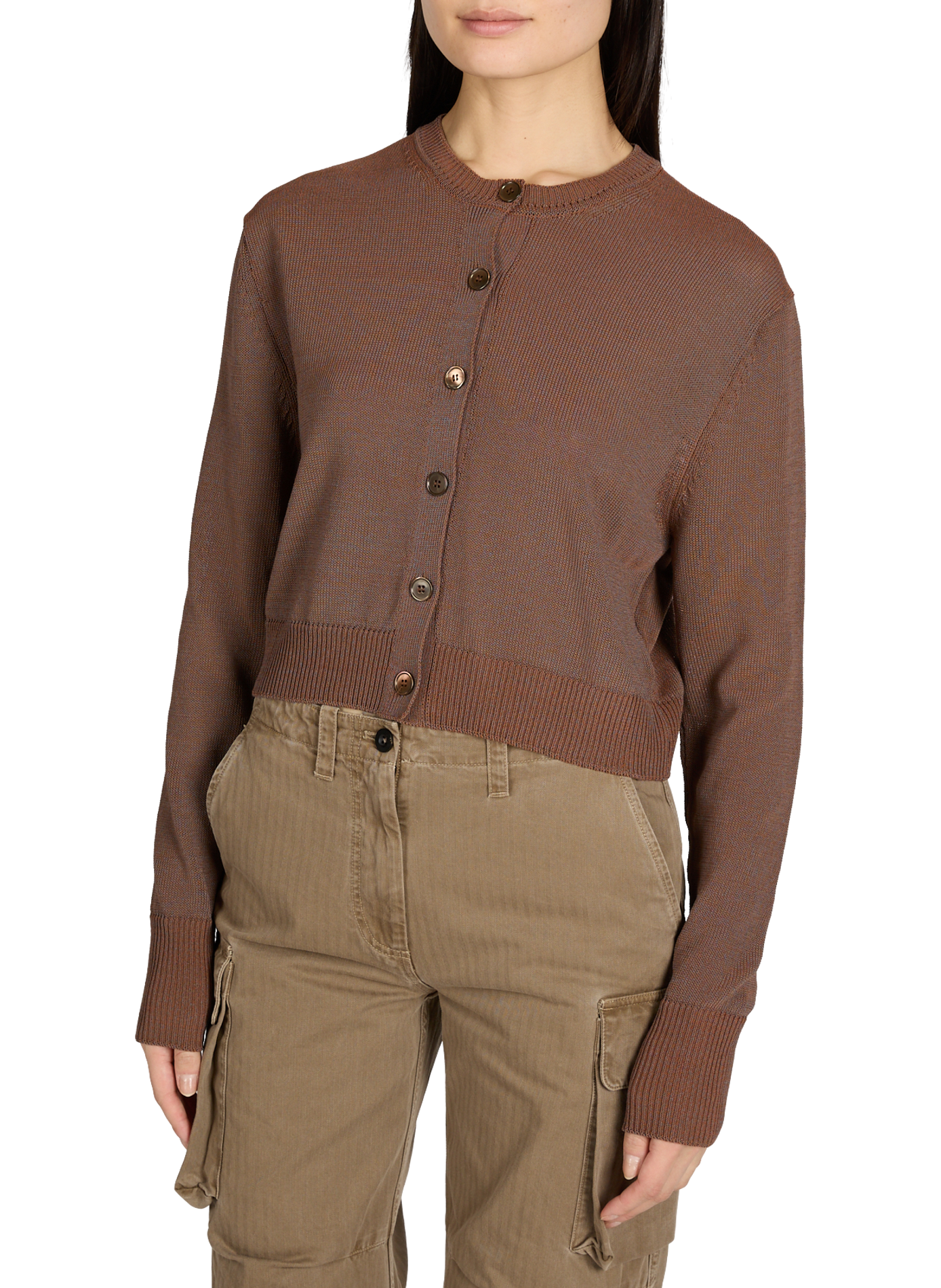 Cardigan côtelé en coton mélangé OUR LEGACY Marron