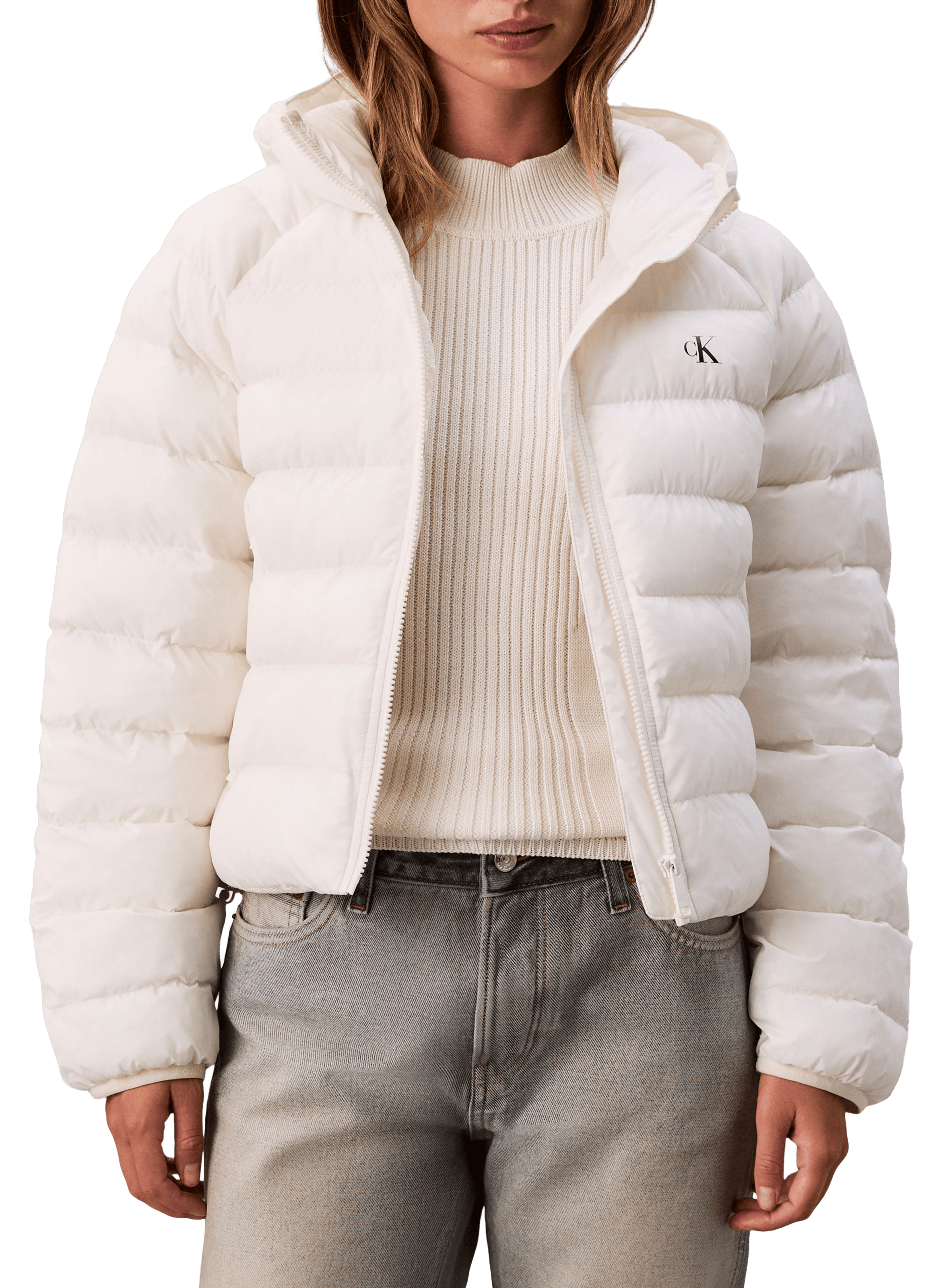 Doudoune courte à capuche CALVIN KLEIN Beige