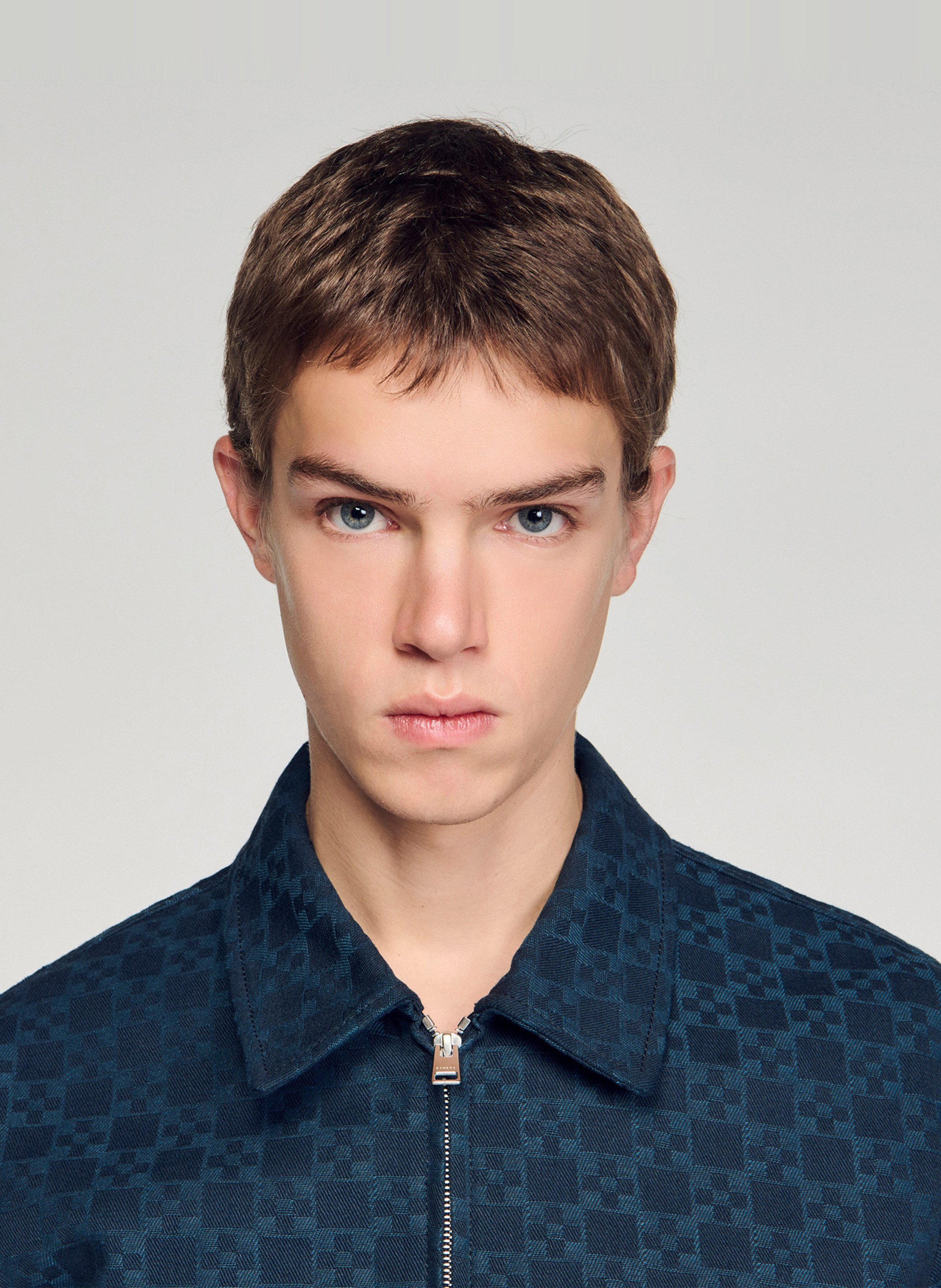 Blouson zippé à motifs en coton SANDRO Bleu