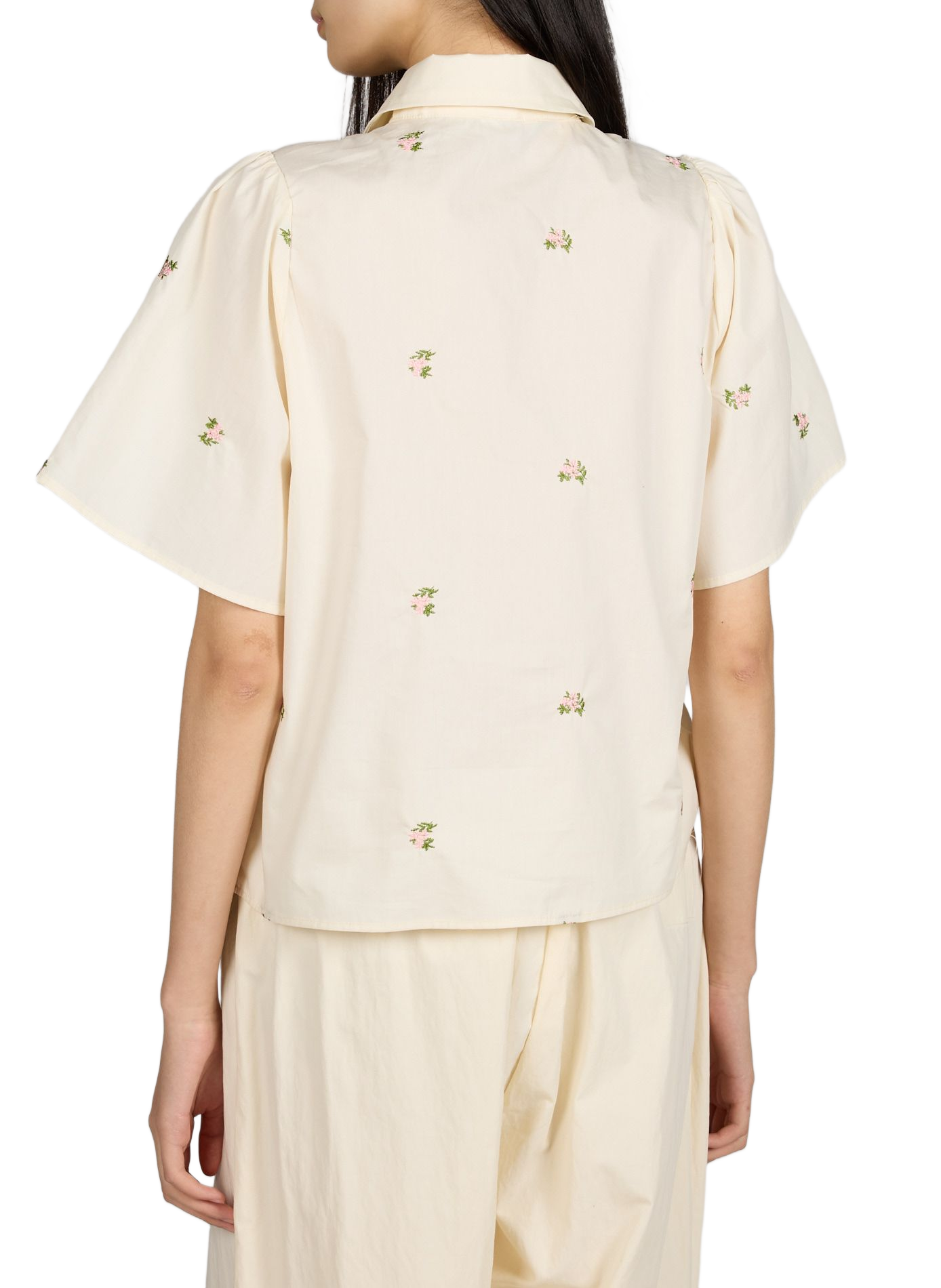 Chemise à fleurs en coton OBJECT Blanc