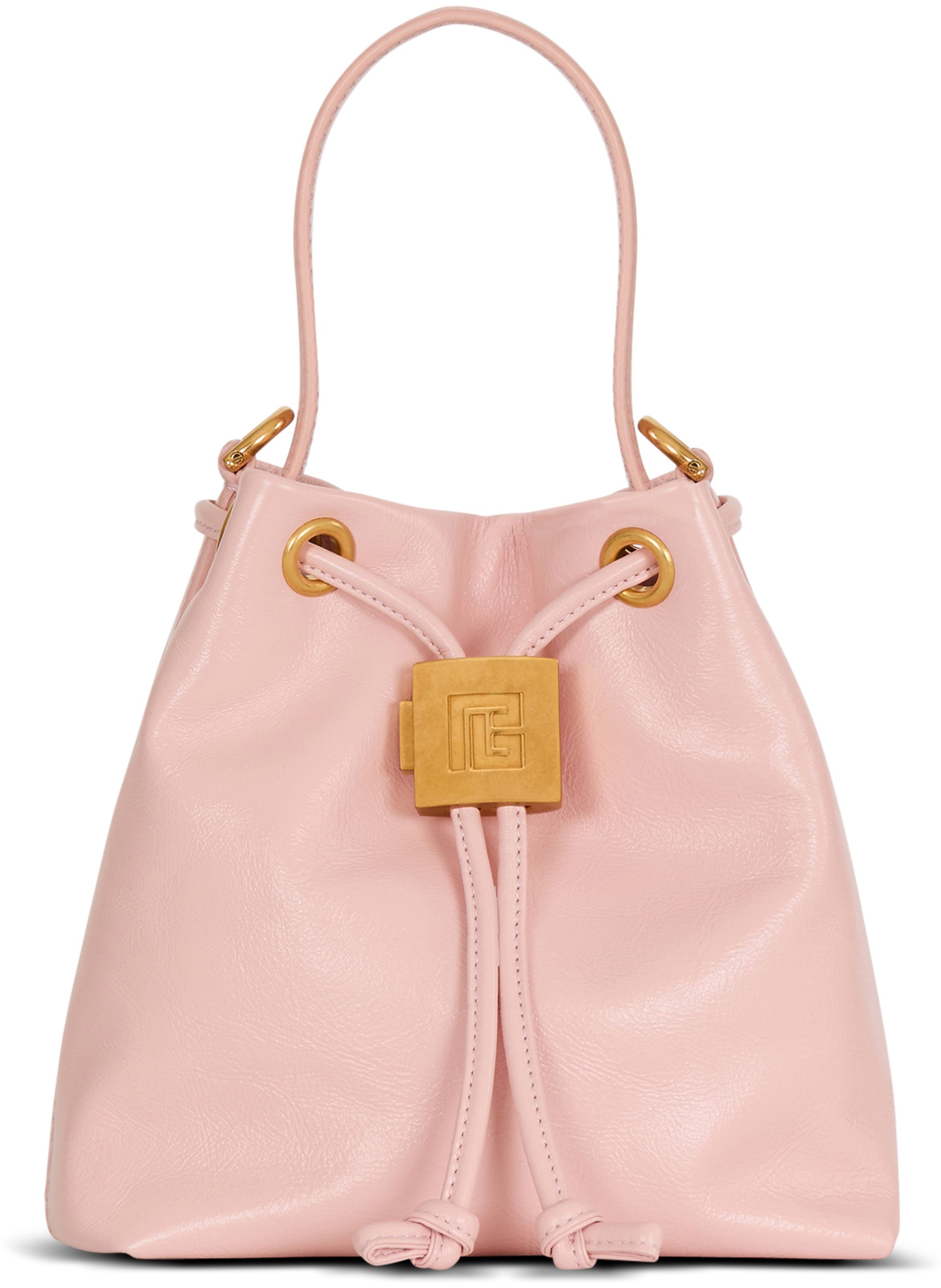 Sac pulse bucket en cuir lisse BALMAIN Rose