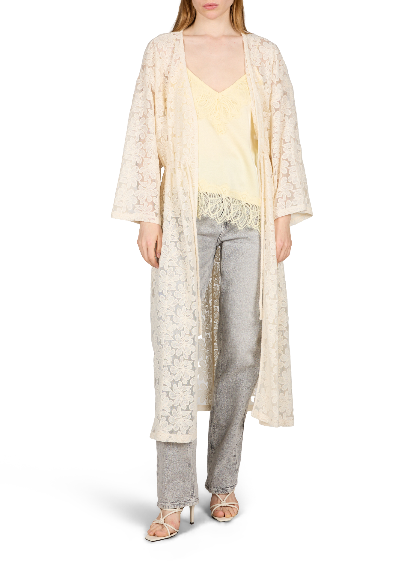 Abito da spiaggia Viodetti in pizzo di misto cotone VILA Beige