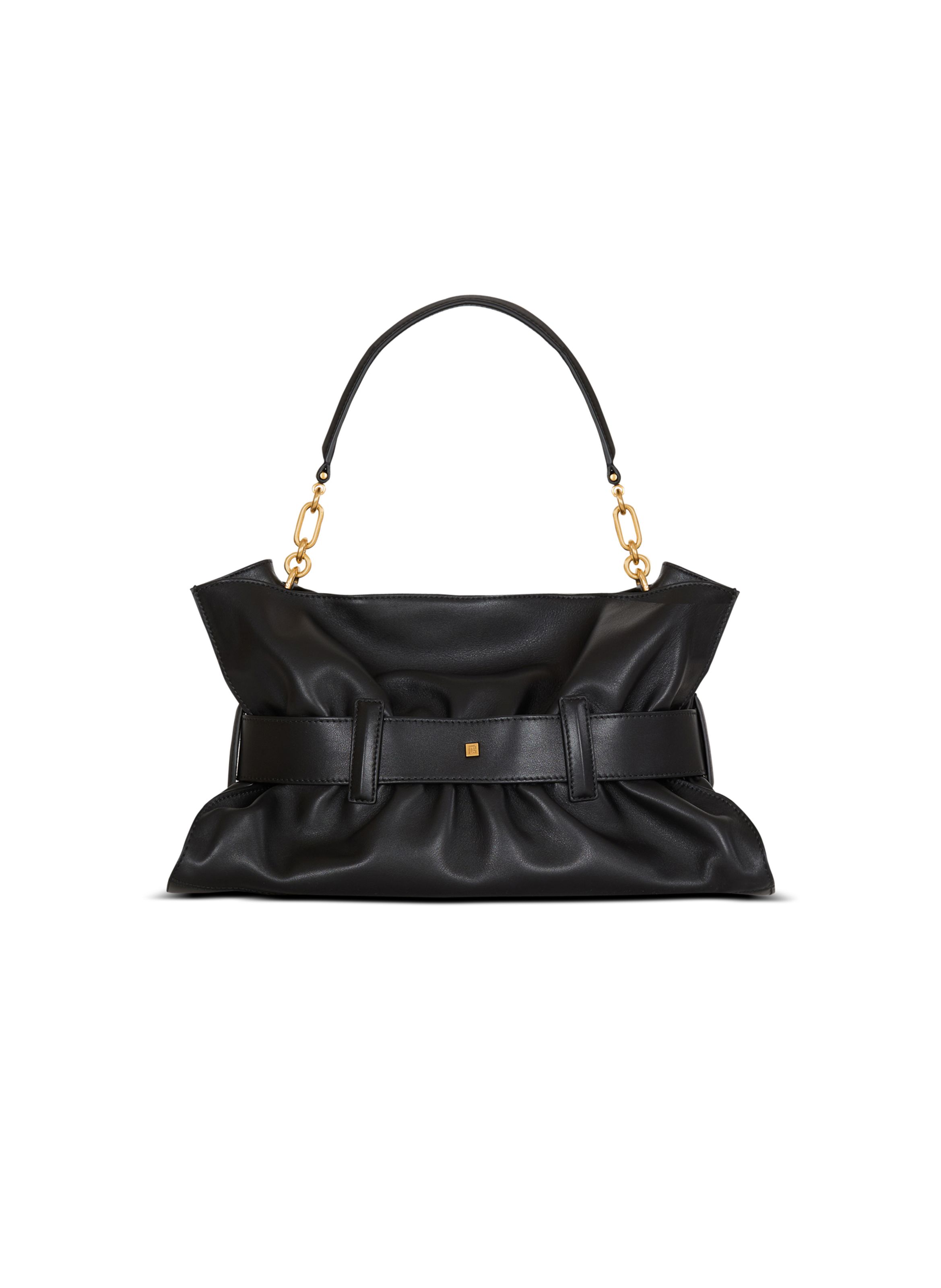 Sac anthem medium en cuir lisse BALMAIN Noir