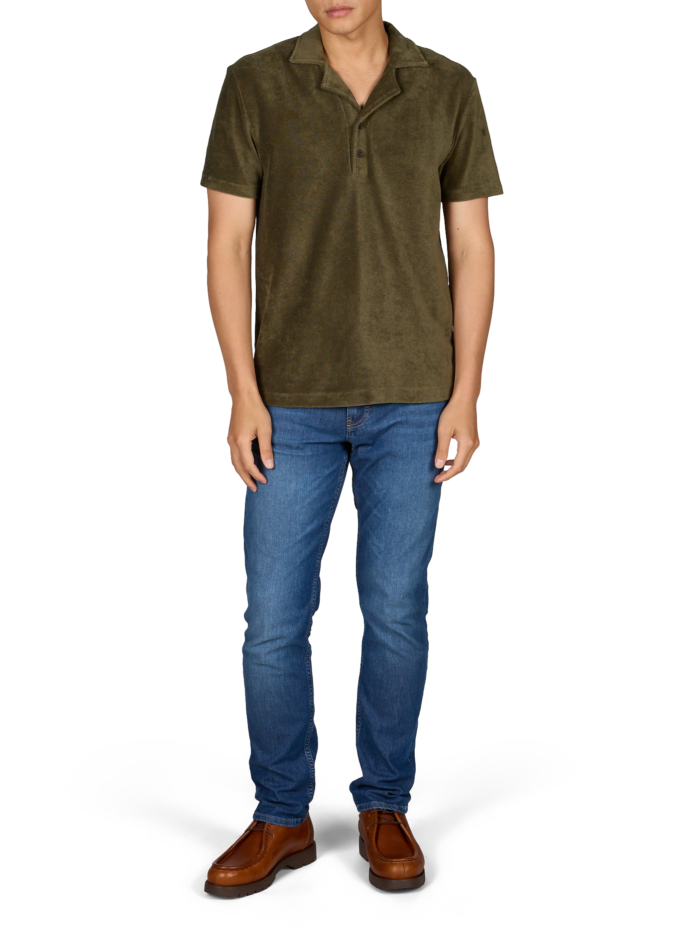 Short-sleeved cotton blend terry cloth polo STRELLSON Khaki