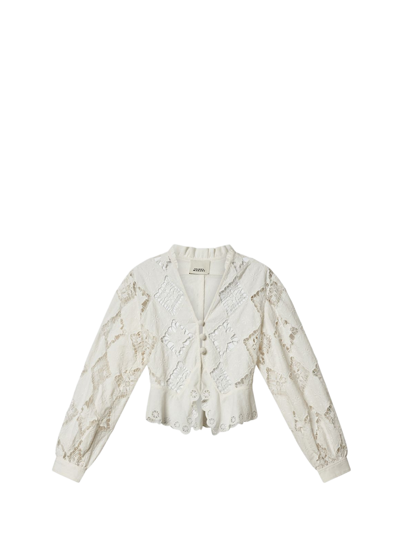 Bluse Nina mit Stickereien aus Leinen und Baumwolle. ISABEL MARANT Weiss