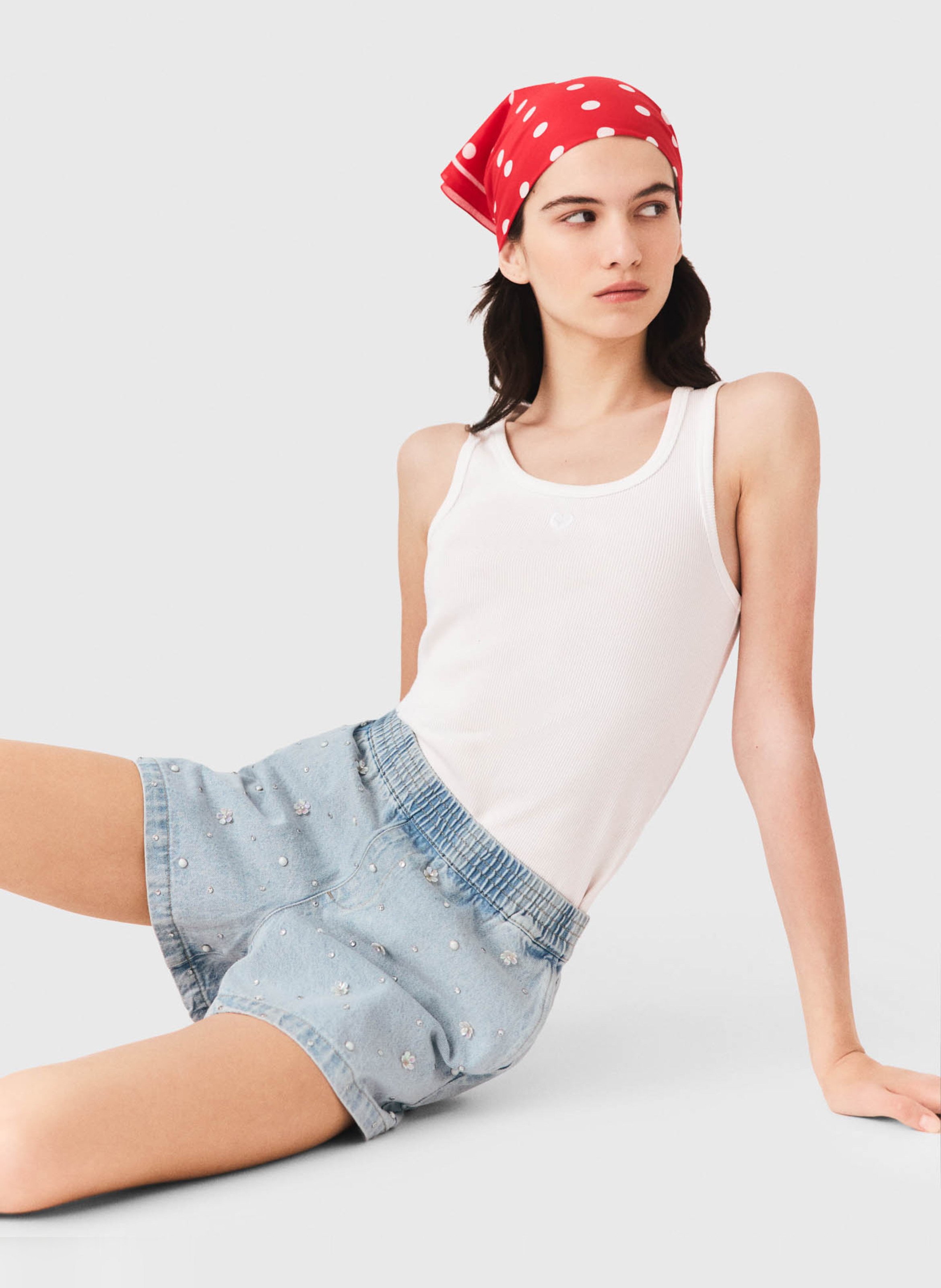 Short droit en coton MAJE Bleu
