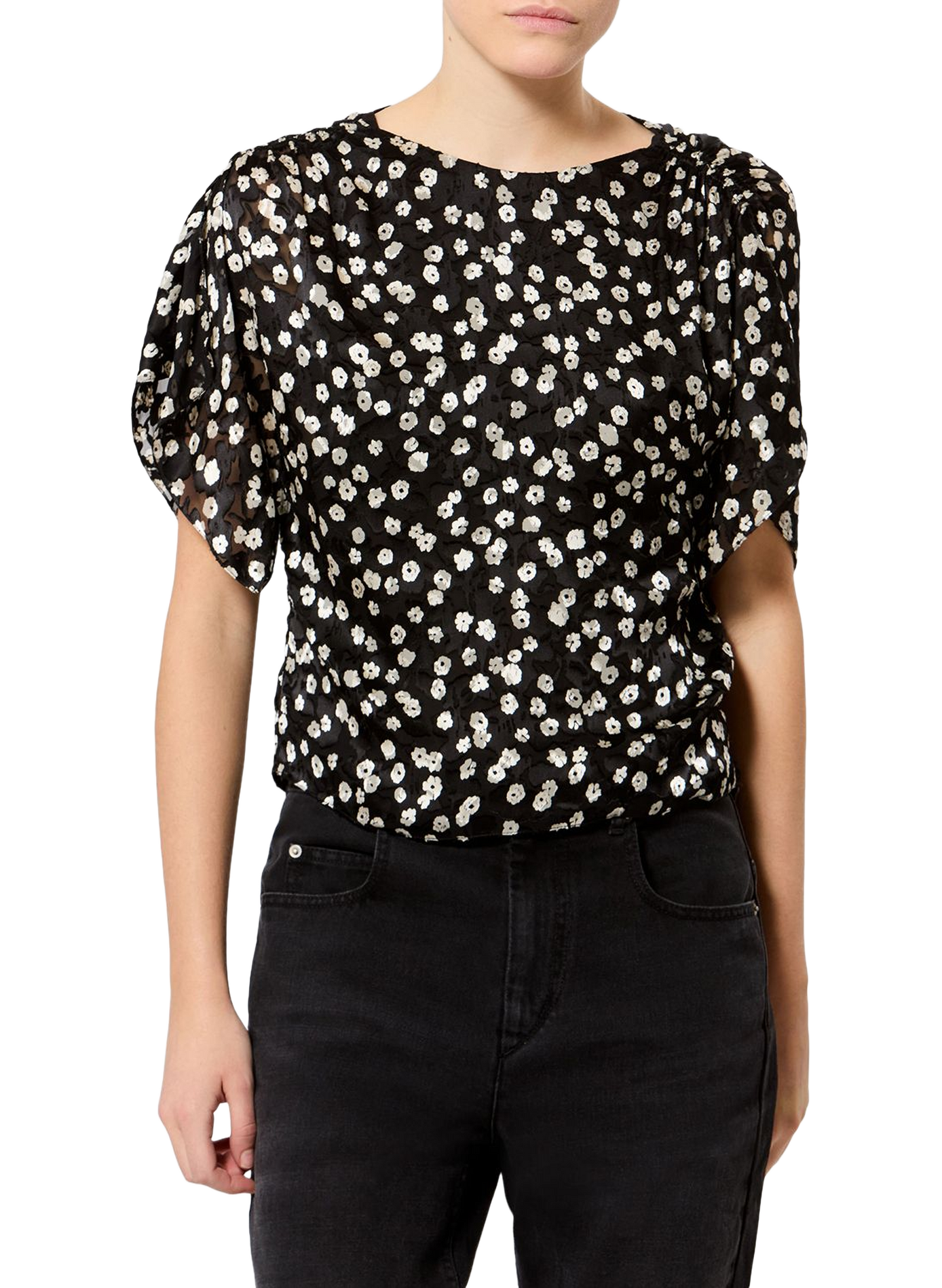 Top Hervane en soie imprimée ISABEL MARANT Noir