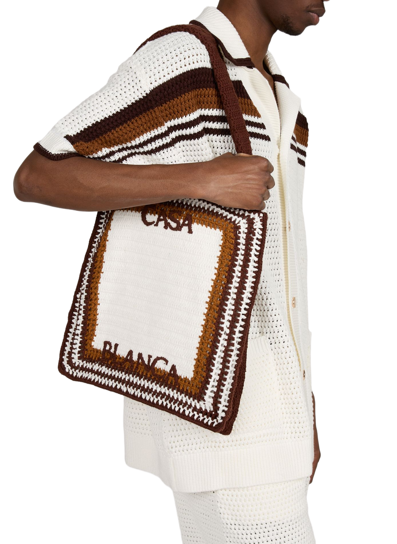 Crochet beach bag with stripes CASABLANCA PARIS Multicolour