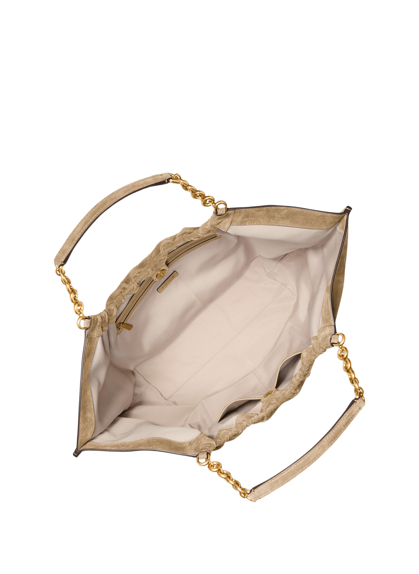 Handbag with chain detail and metallic logo in leather MICHAEL KORS Beige