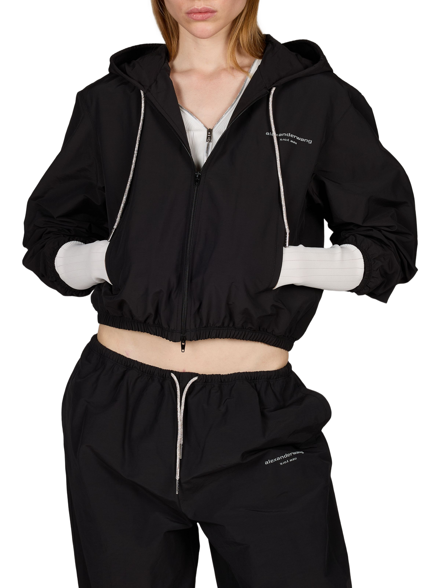 Cotton-blend hoodie ALEXANDER WANG Black
