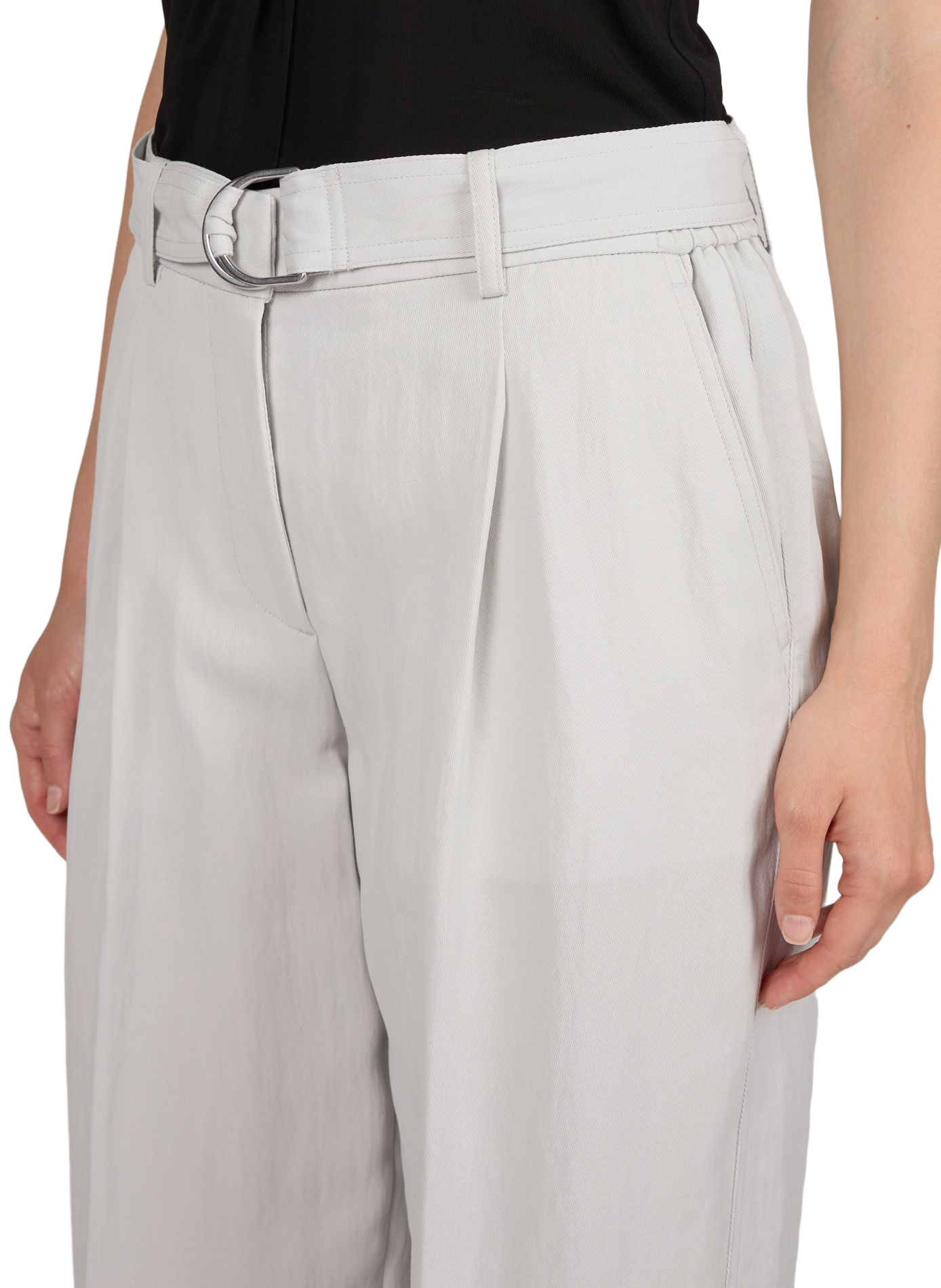 Pantalon large plissé à taille mi-haute à ceinture amovible HELMUT LANG Beige