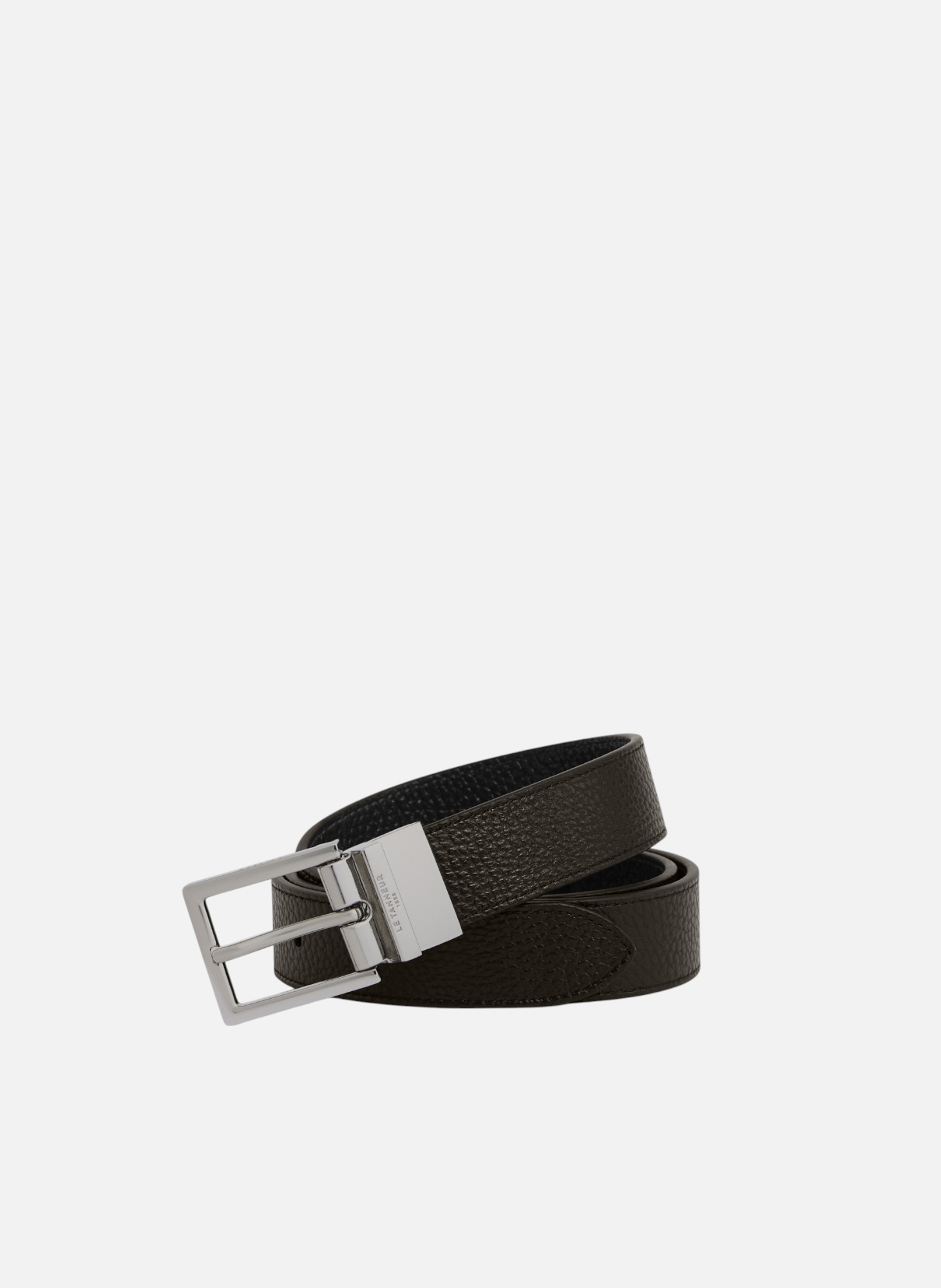 Ceinture réversible avec boucle rectangle en cuir grainé LE TANNEUR Noir