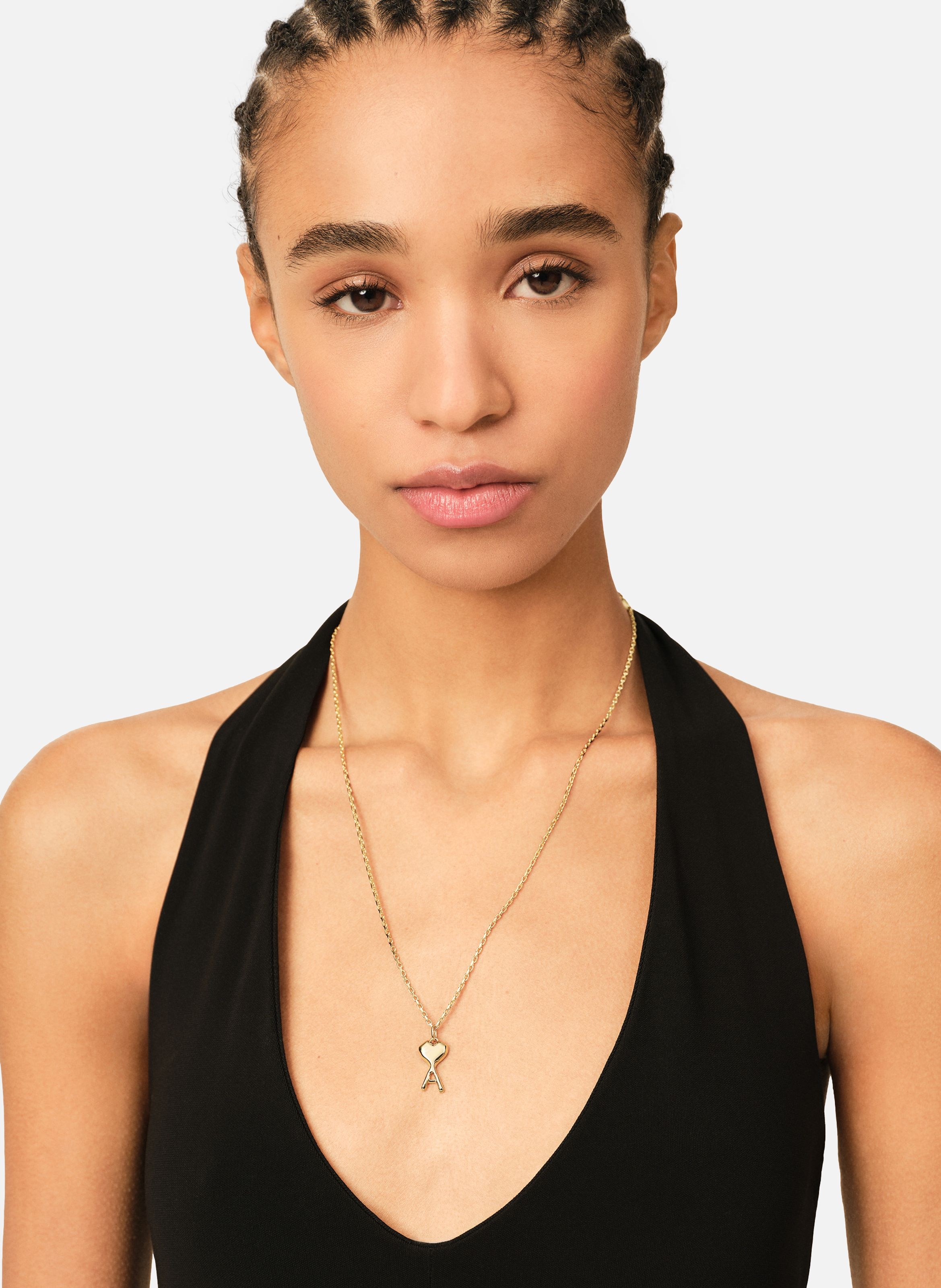 Collier martelé fin doré ami de coeur unisexe en laiton AMI PARIS Jaune