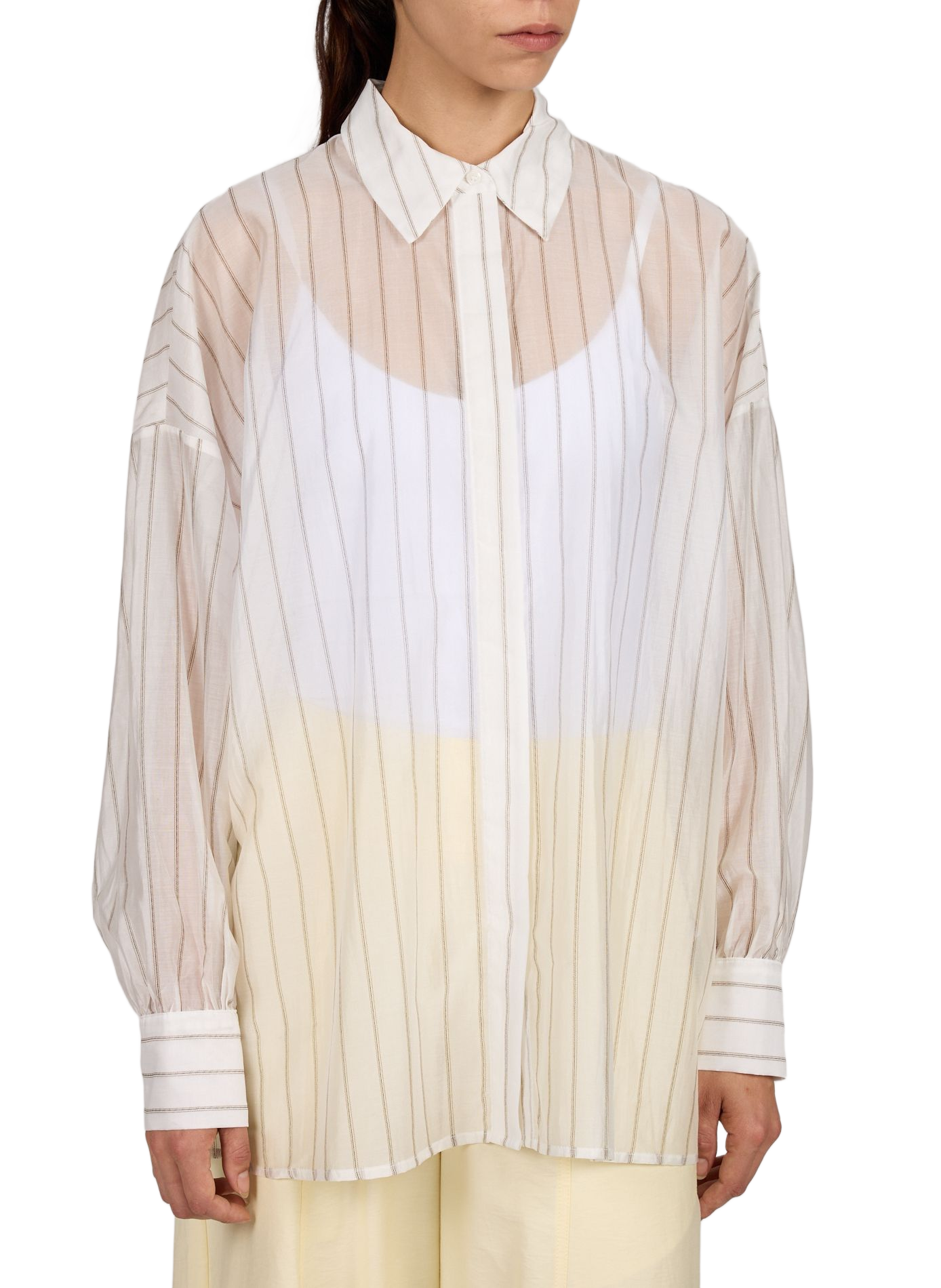 Chemise oversize à rayures ROUGE EDIT Beige