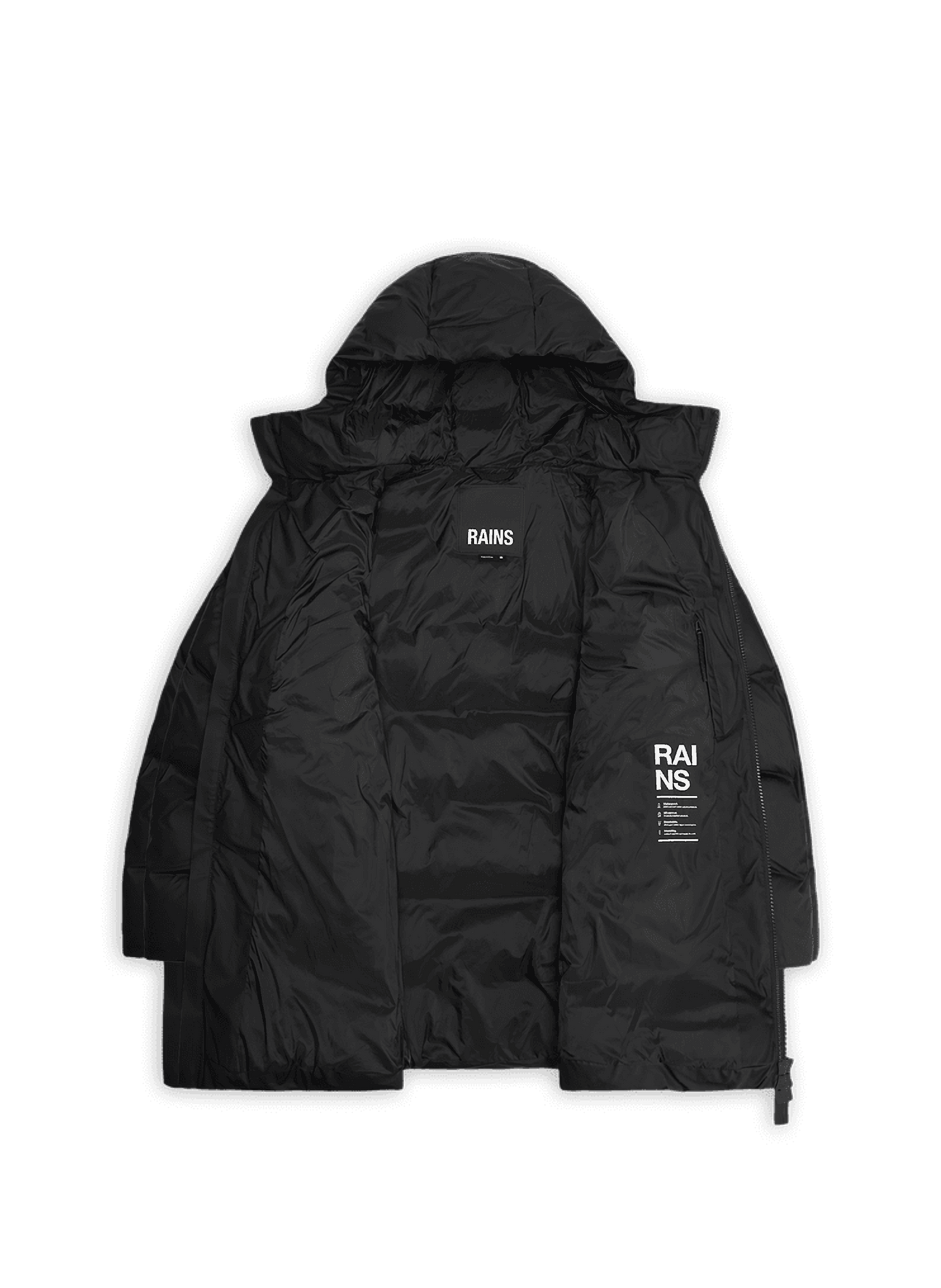Hooded padded jacket | Black RAINS Men