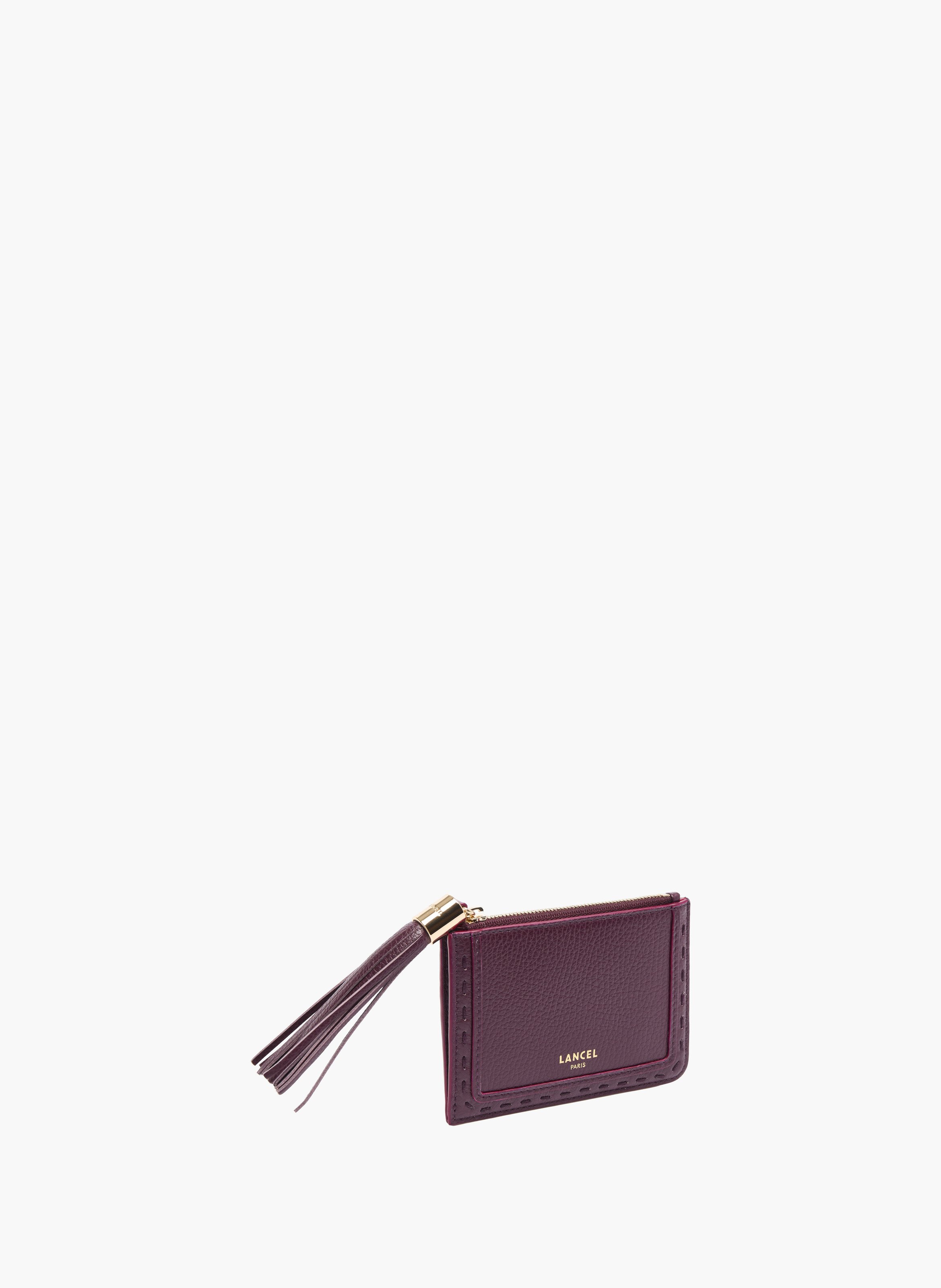 Porte-carte à fermeture éclair lancel avec soufflet en cuir de vachette grainé. LANCEL Vert