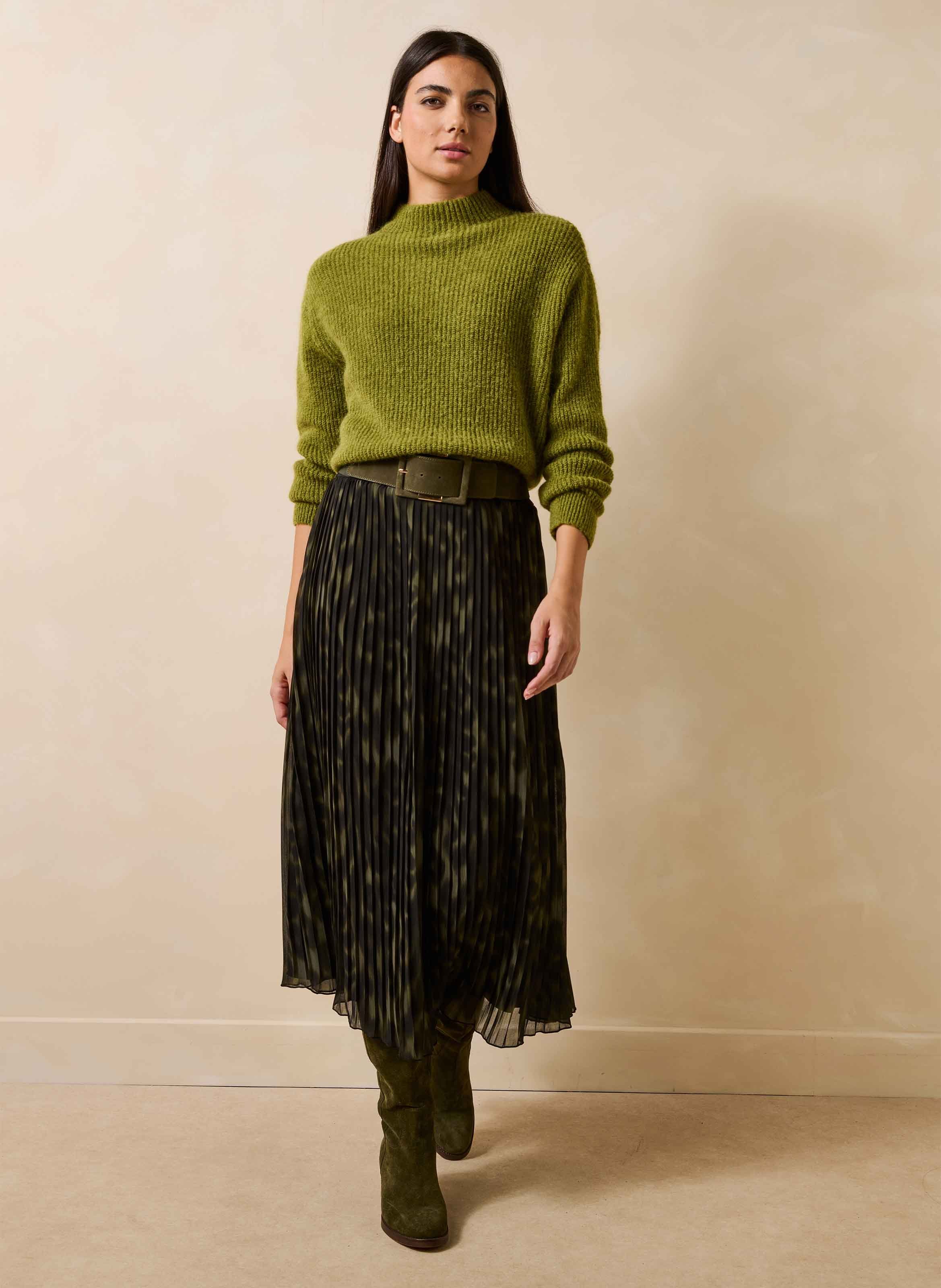 Lange geplooide rok met tie-dye dierenprint LA FEE MARABOUTEE Groen