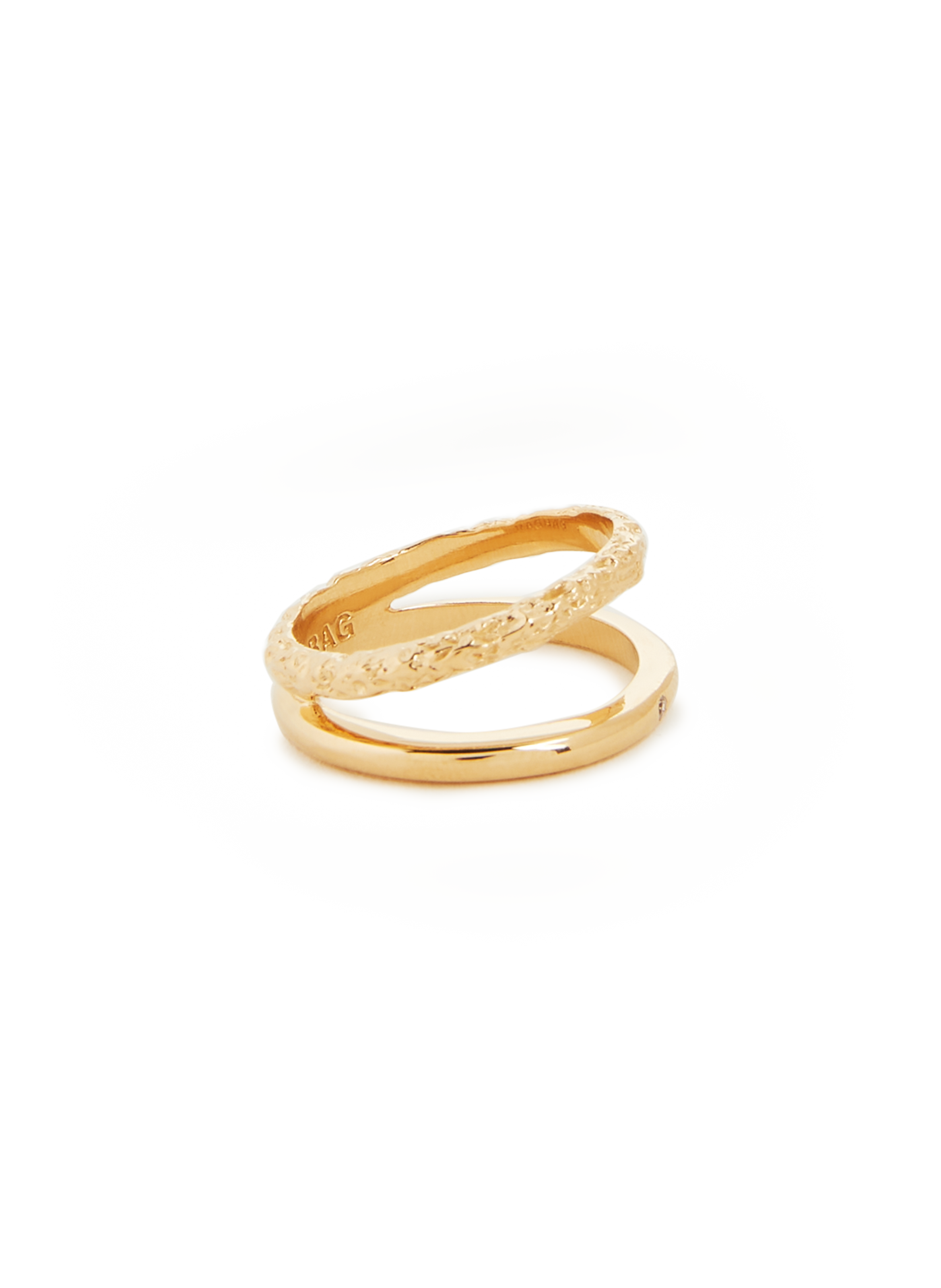 Bague double en argent plaqué or