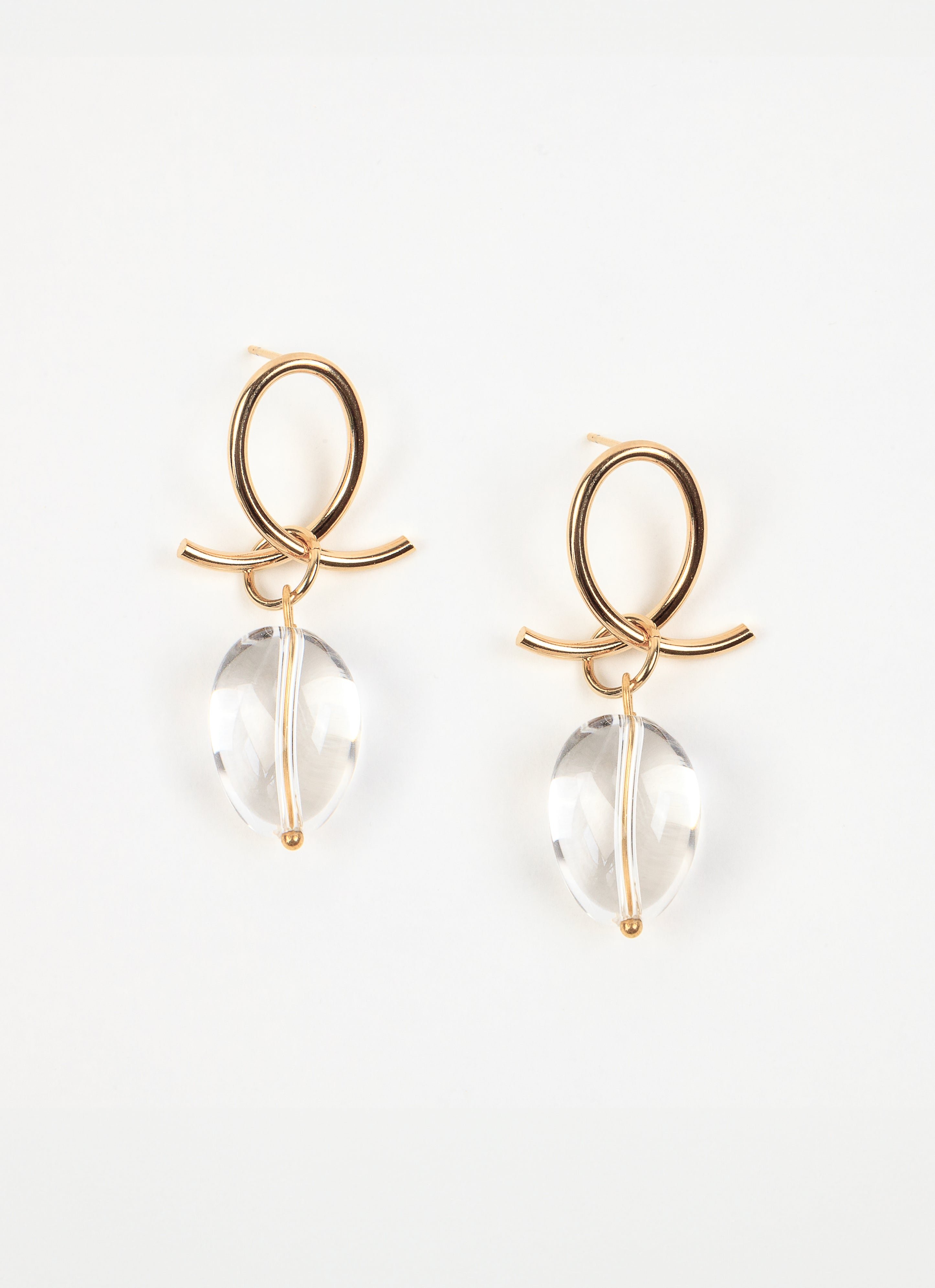 Boucles d'oreille luna cristal de roche argent 925 plaqué or ANNA SOTTILOTTA Doré