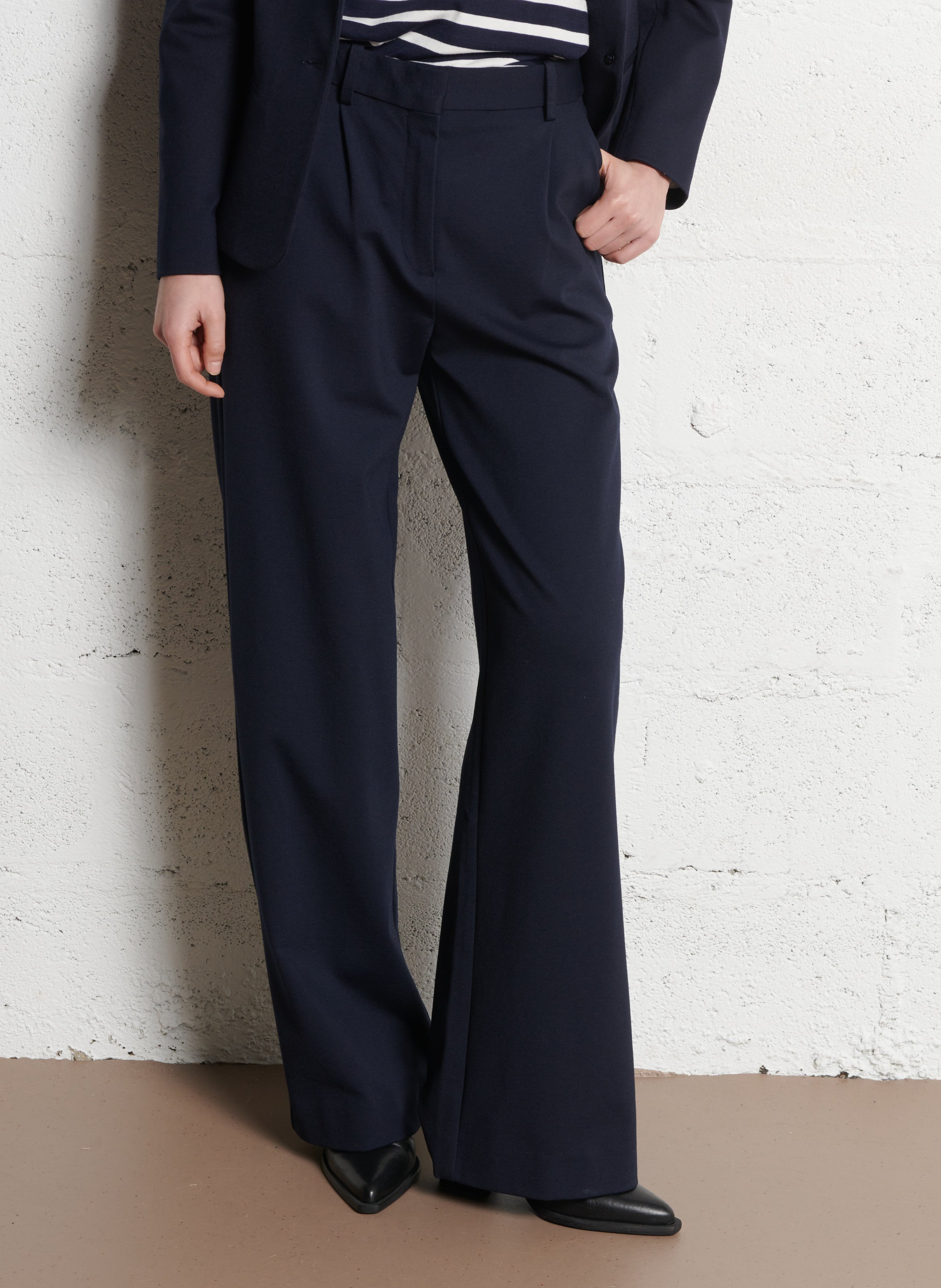 Pantalon droit taille mi-haute confort IKKS Bleu