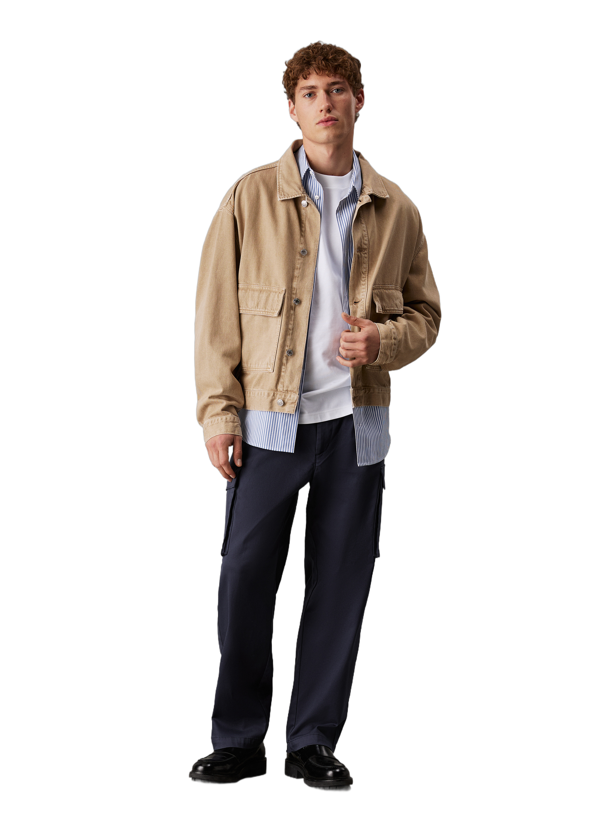 Pantalon cargo en coton CALVIN KLEIN Bleu