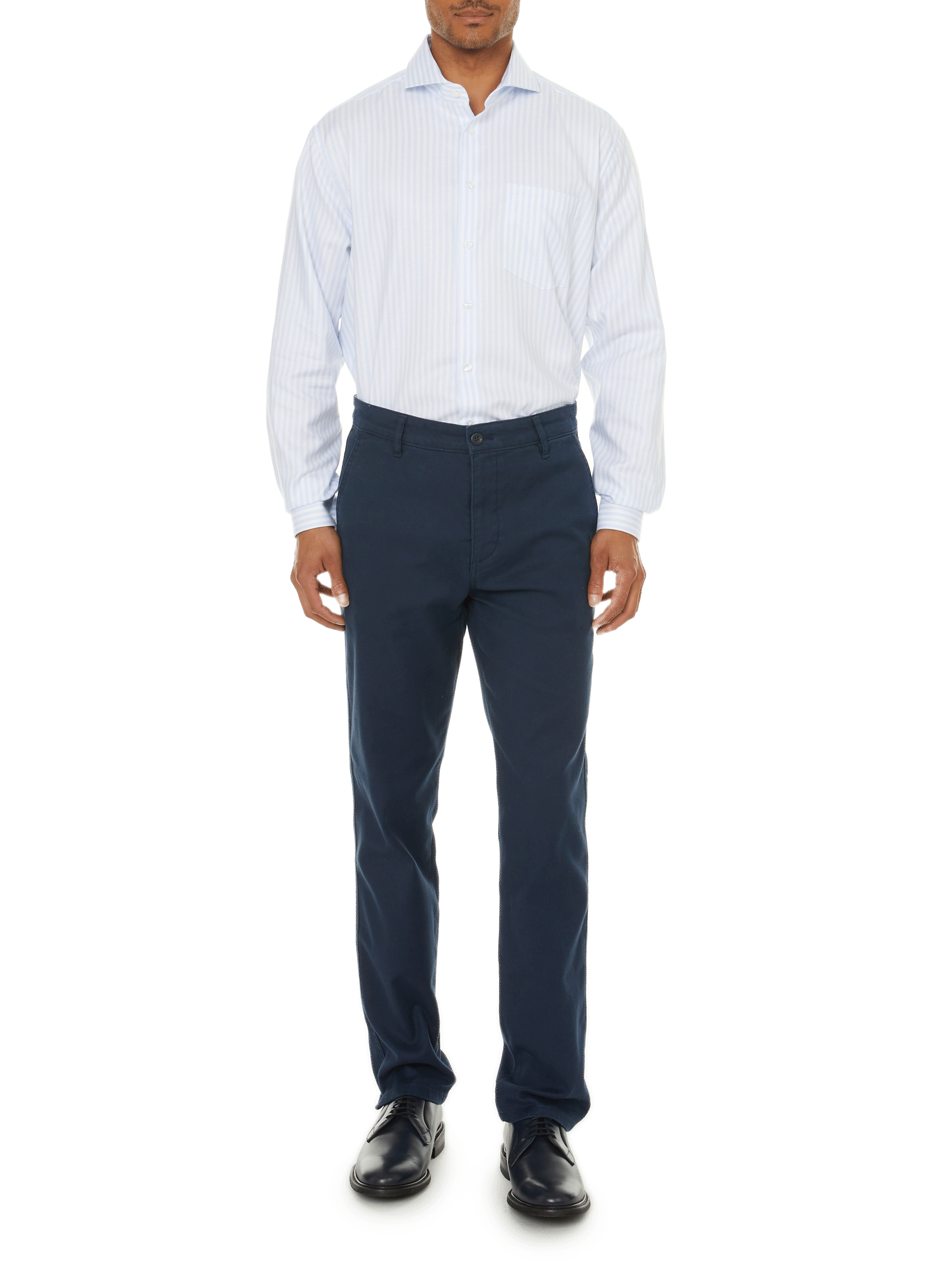 Chemise droite rayée en coton Bleu