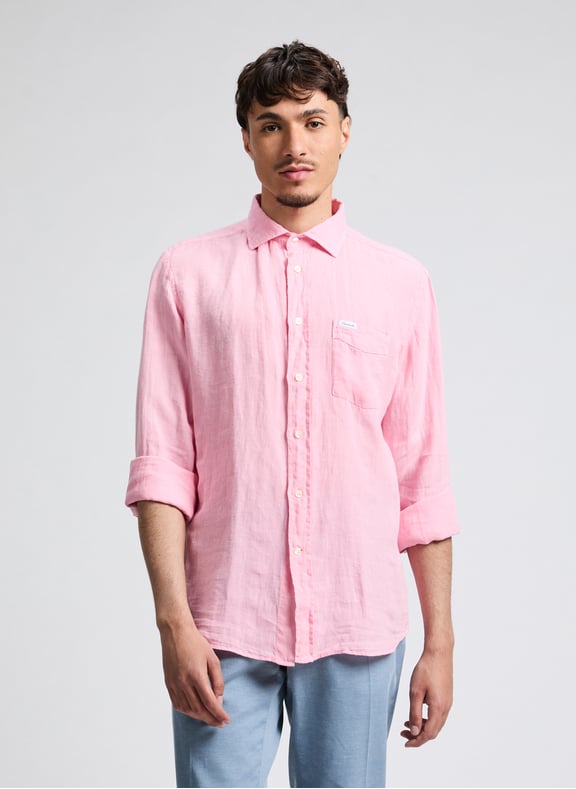 Chemise droite en lin Rose by FACONNABLE FACONNABLE Chemise droite en lin Rose