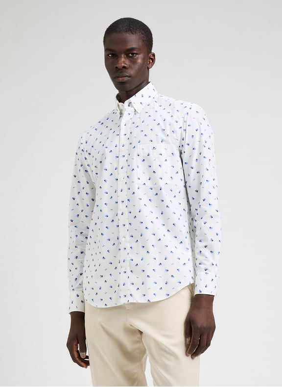 Chemise droite imprimée en coton Bleu by EDEN PARK EDEN PARK Chemise droite imprimée en coton Bleu