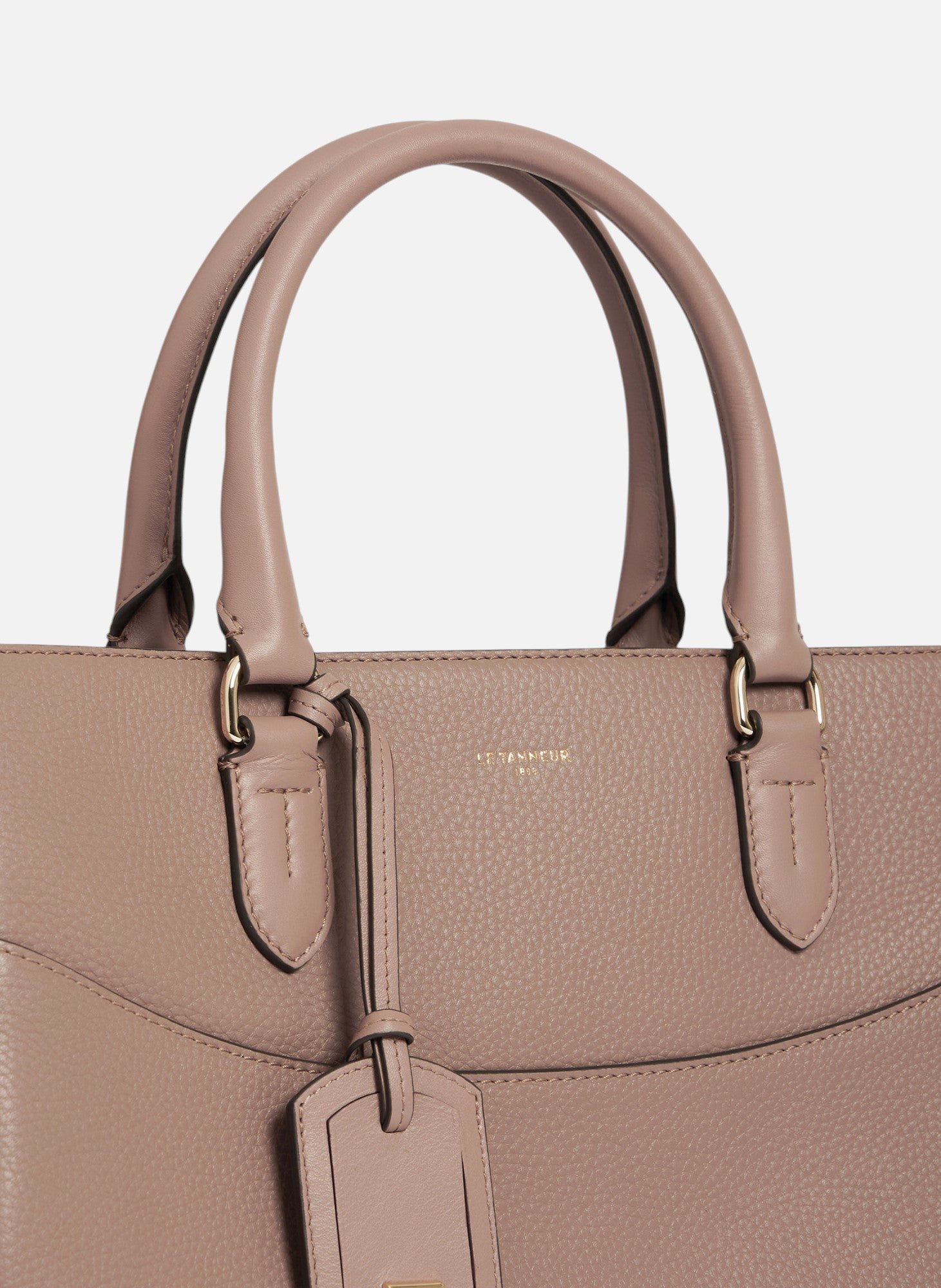 Grand sac à main romy en cuir grainé et lisse LE TANNEUR Gris