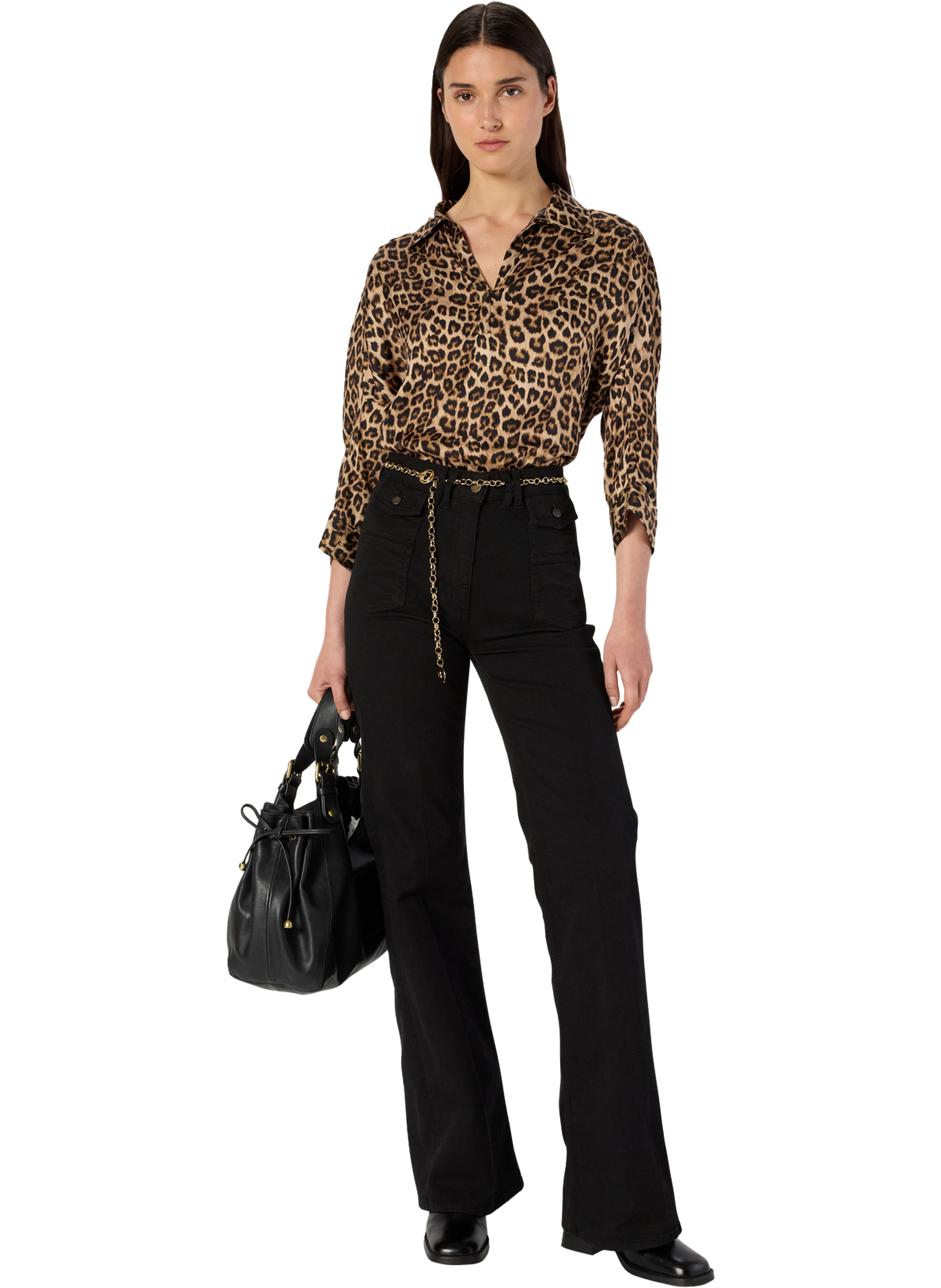 Chemise en satin léopard - aude GERARD DAREL Beige