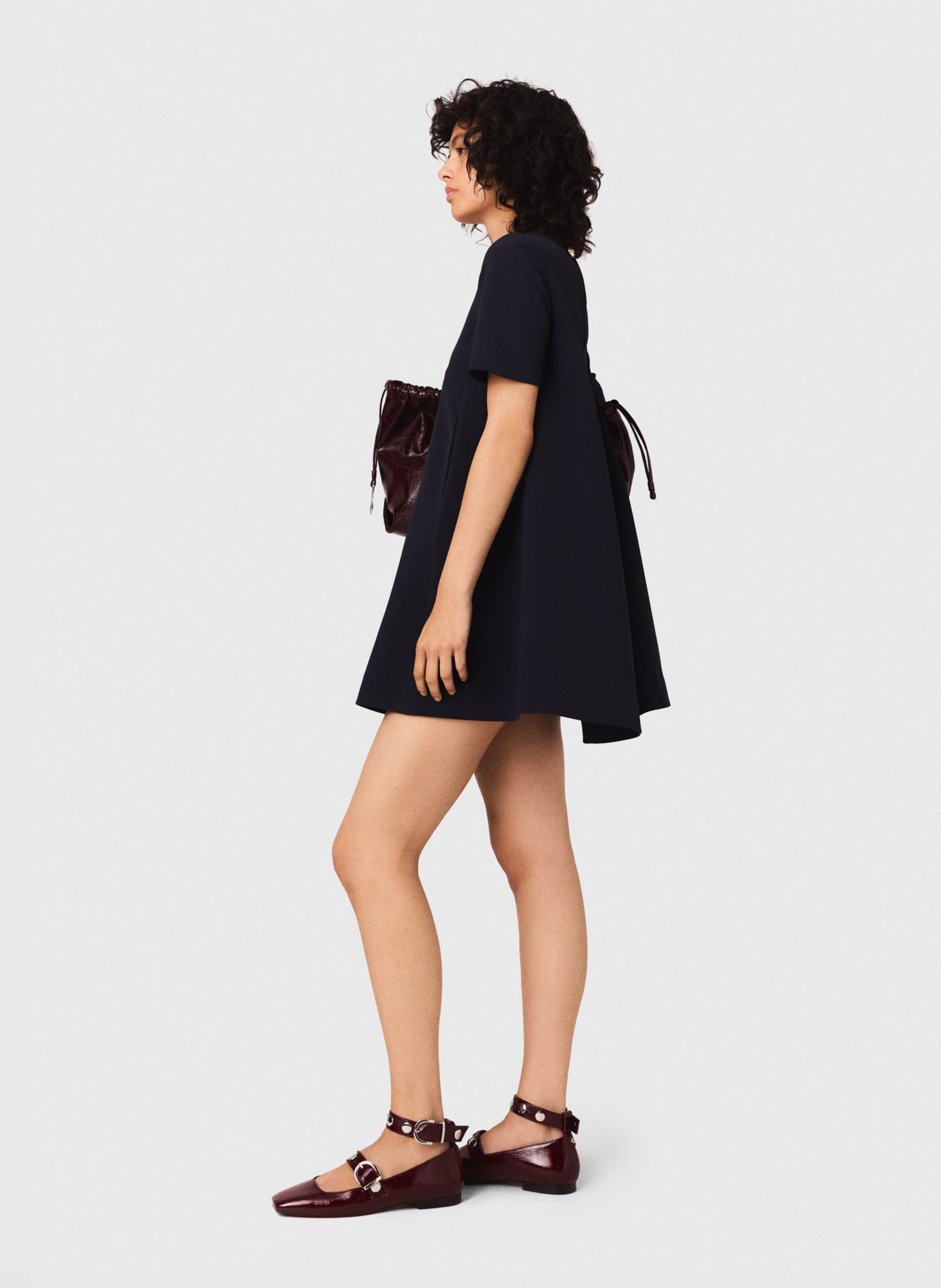 Robe courte col rond Bleu