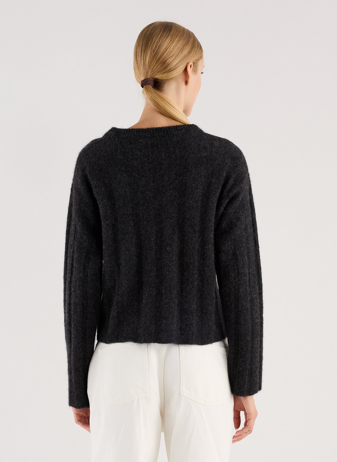 Pull Taylory court col rond en laine mélangée SAISON 1865 Gris