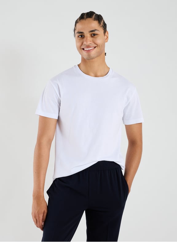 Straight-fit cotton T-shirt White by SAMSOE SAMSOE SAMSOE SAMSOE Straight-fit cotton T-shirt White