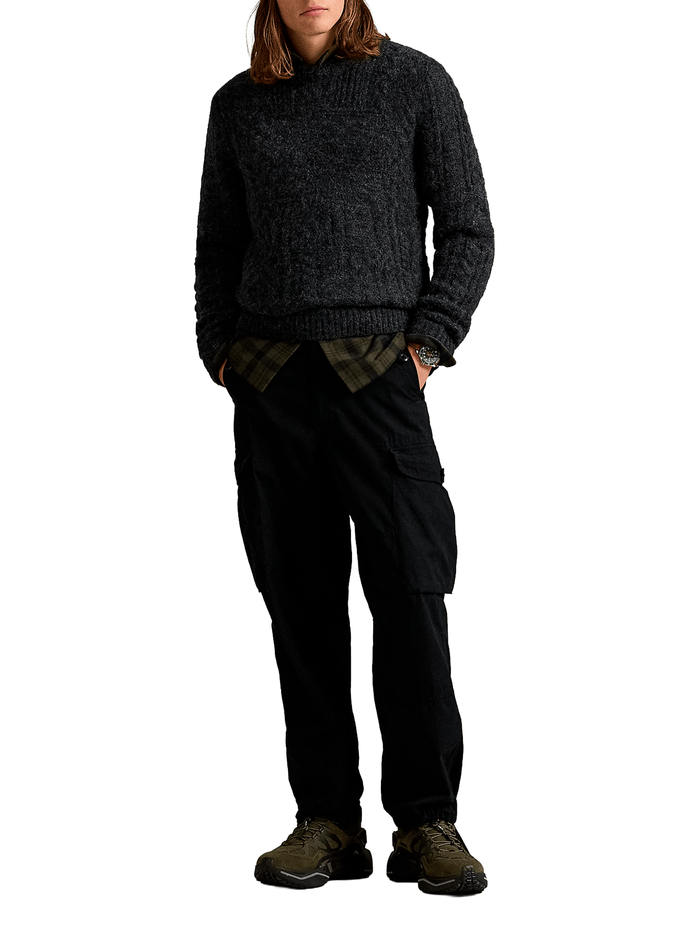 Pull col rond en laine mélangée POLO RALPH LAUREN Gris