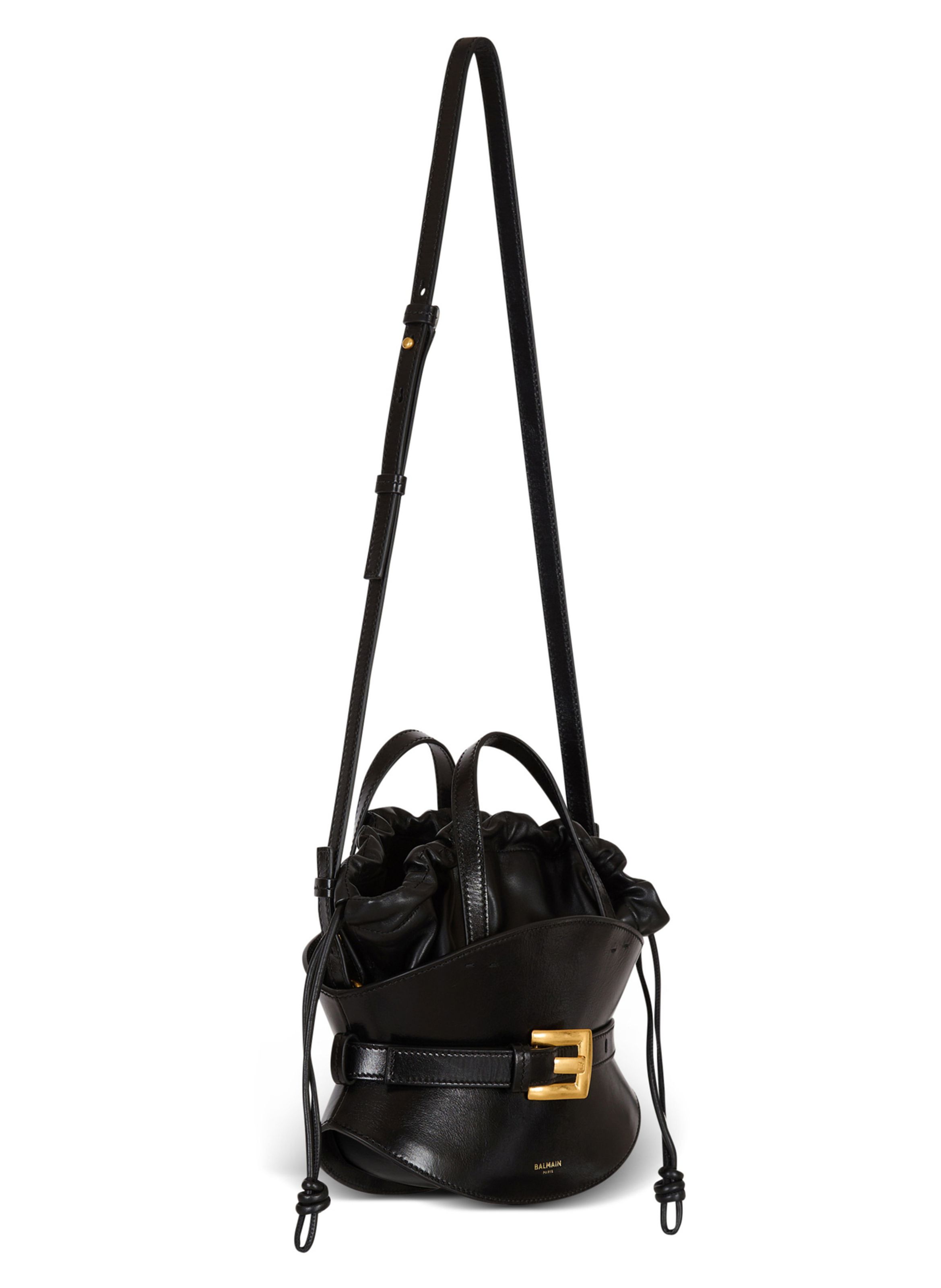 Sac shuffle mini en cuir de veau BALMAIN Noir