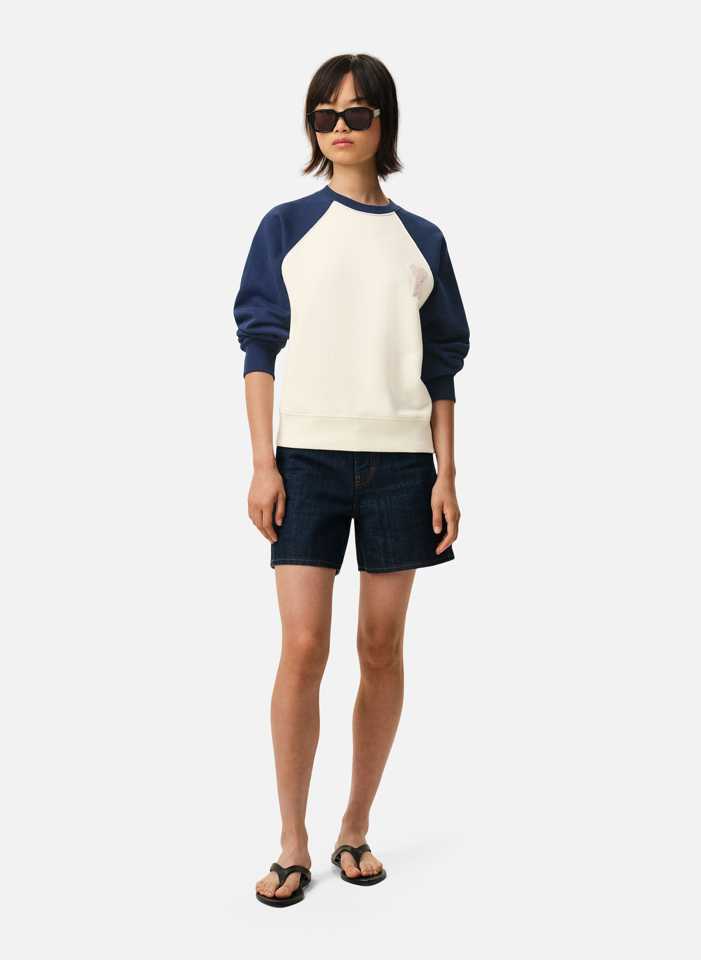 Sweatshirt ami de coeur crochet unisexe en coton AMI PARIS Bleu